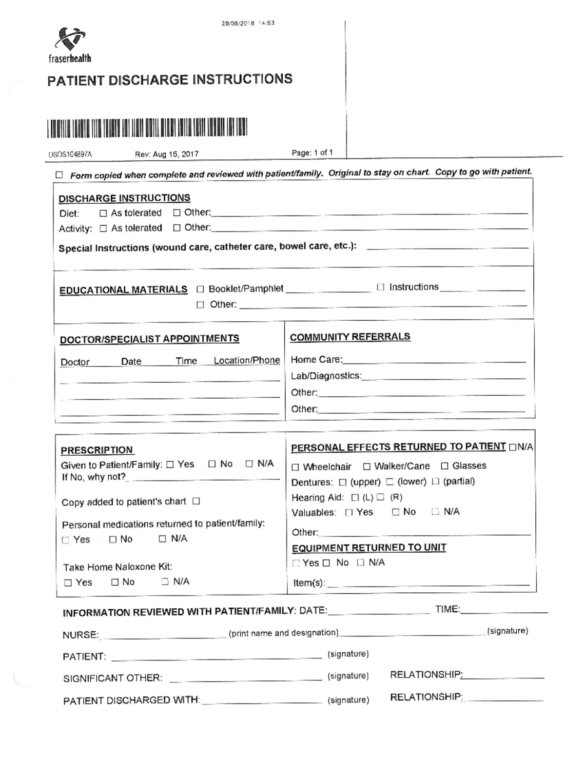 S 2 Patient Discharge Instructions - 14:53 fraserhealth PATIENT ...