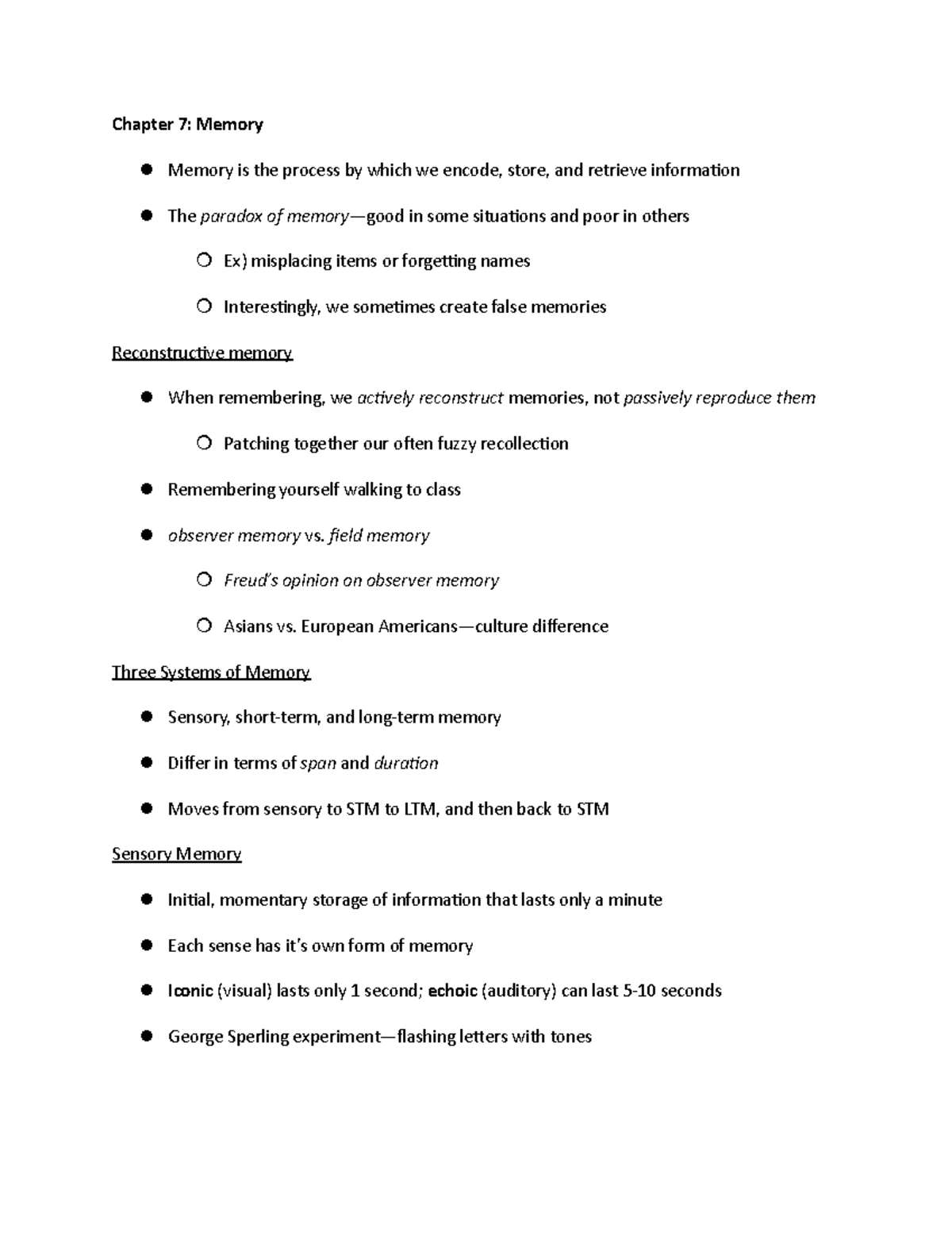 Chapter 7 Psych - Memory Processes and Theories Notes - Studocu