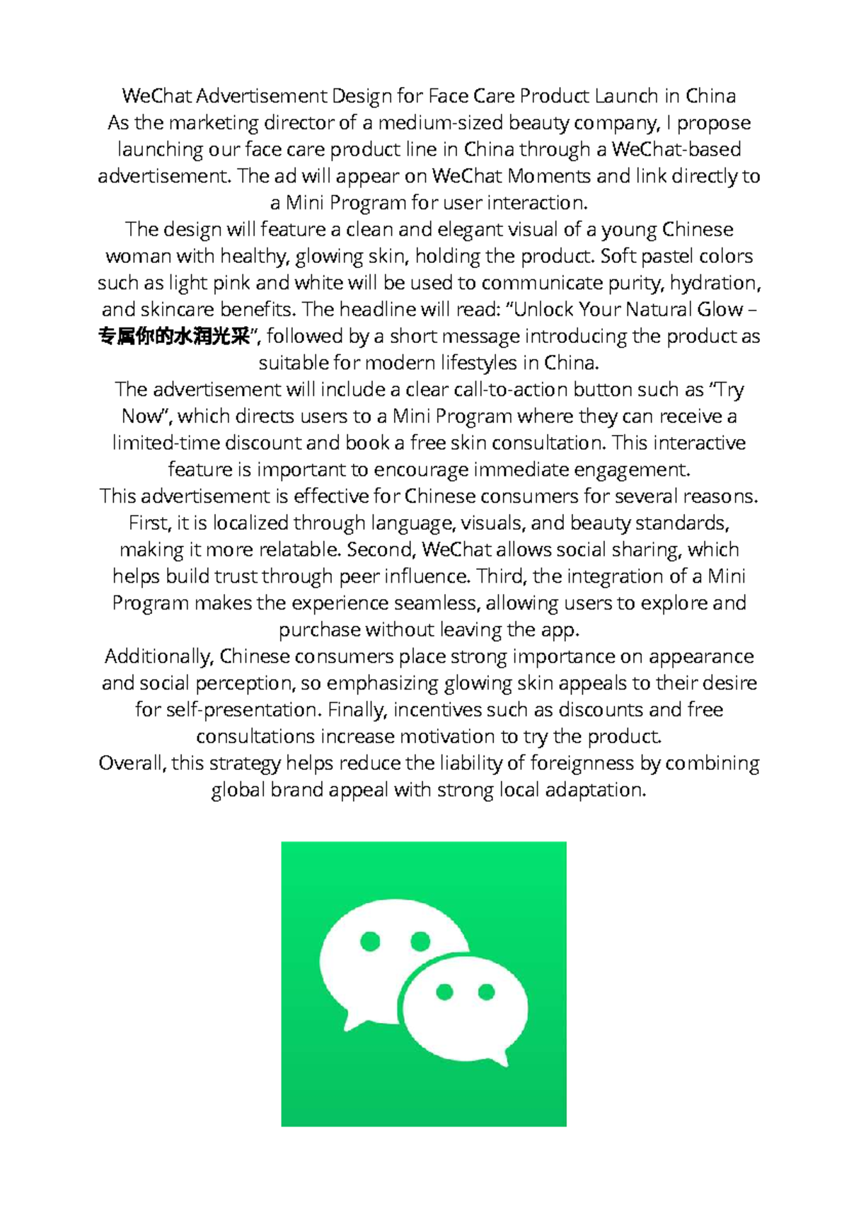 WeChat Ad Design for Face Care Launch in China - Studocu