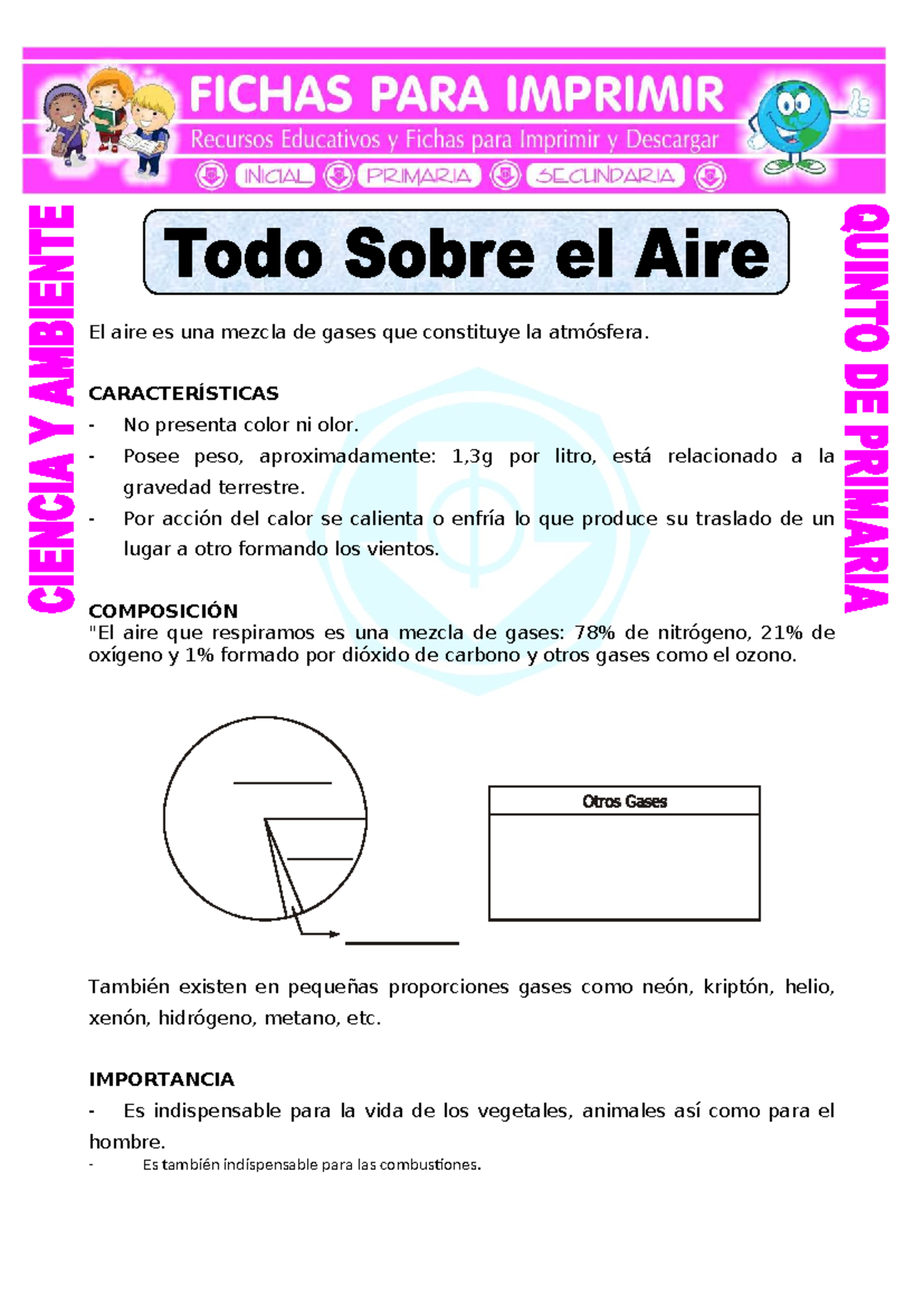 Ficha de Estudio: Todo Sobre el Aire - Ciencia y Ambiente 5to Primaria ...