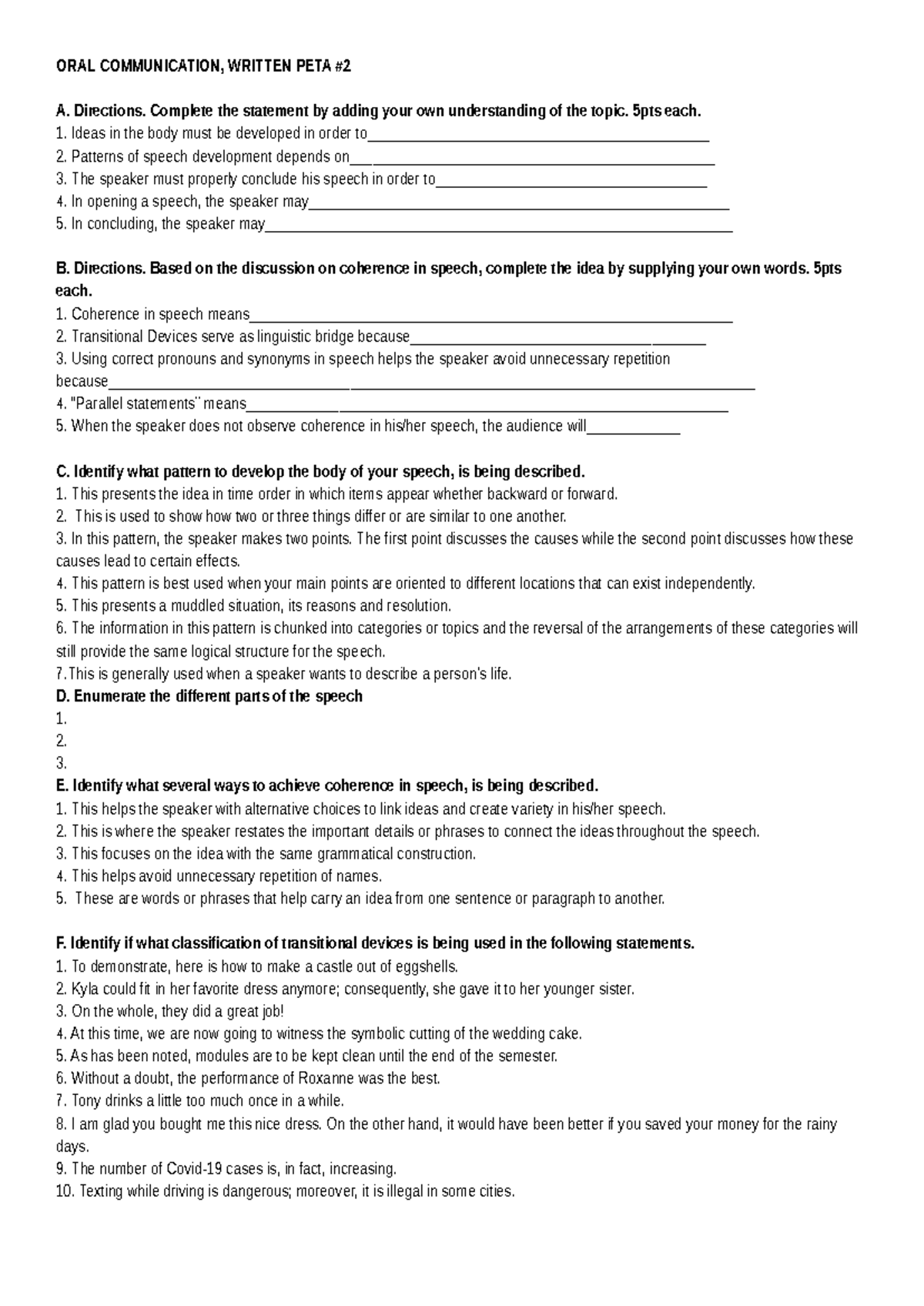 2nd quarter Written Peta#2 - ORAL COMMUNICATION, WRITTEN PETA A ...