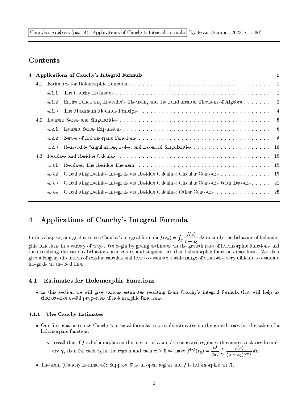 Complex Analysis 4: Cauchy's Integral Formula Applications v1.00 - Studocu
