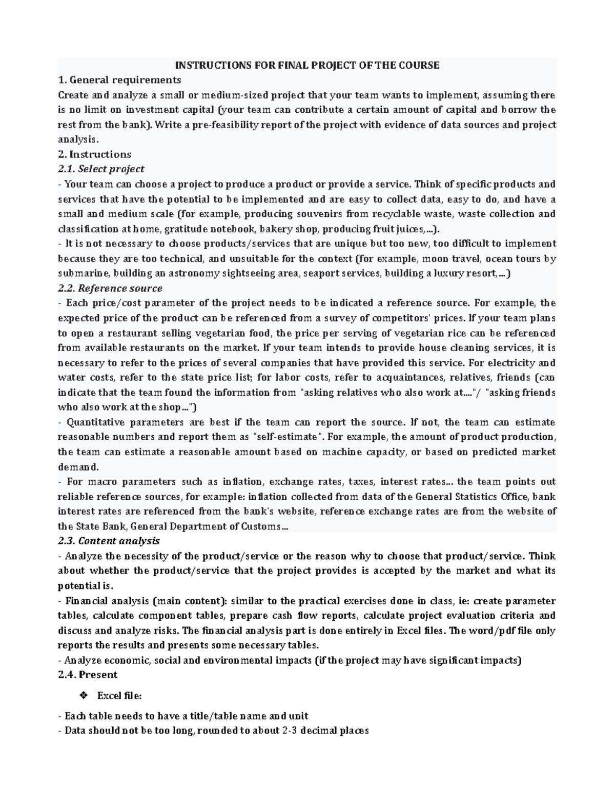 Instructions for final project - INSTRUCTIONS FOR FINAL PROJECT OF THE ...