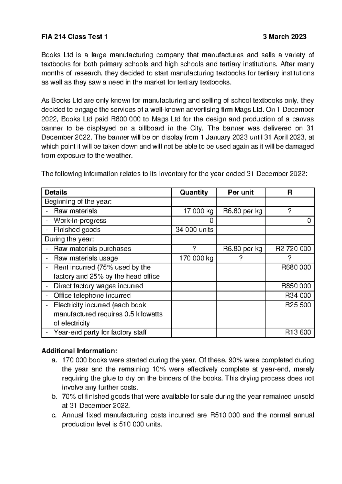2023 FIA 214 Term Test Solutions: PPE & Intangible Assets Analysis ...