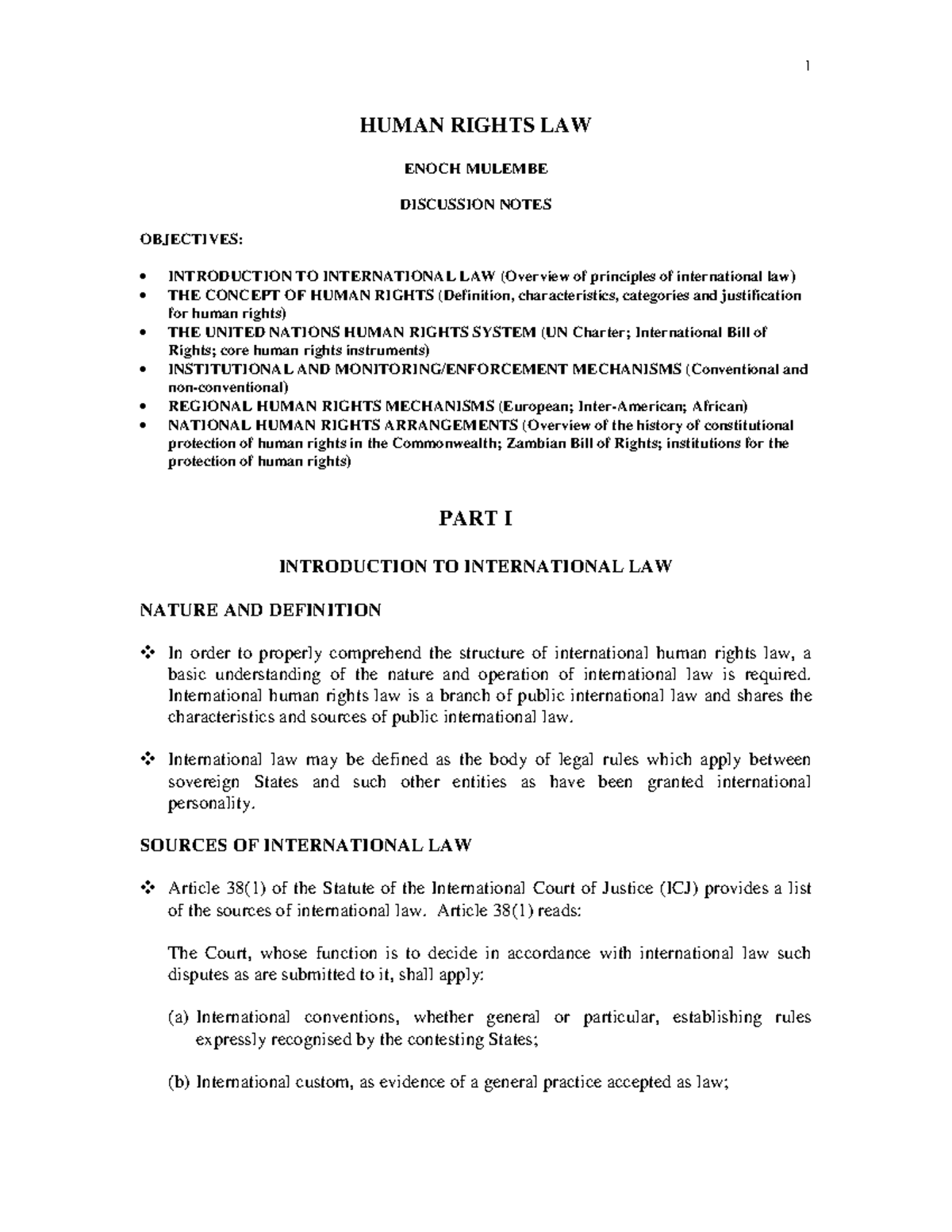 Human Rights LAW Lecture Notes - Key Concepts and Frameworks - Studocu