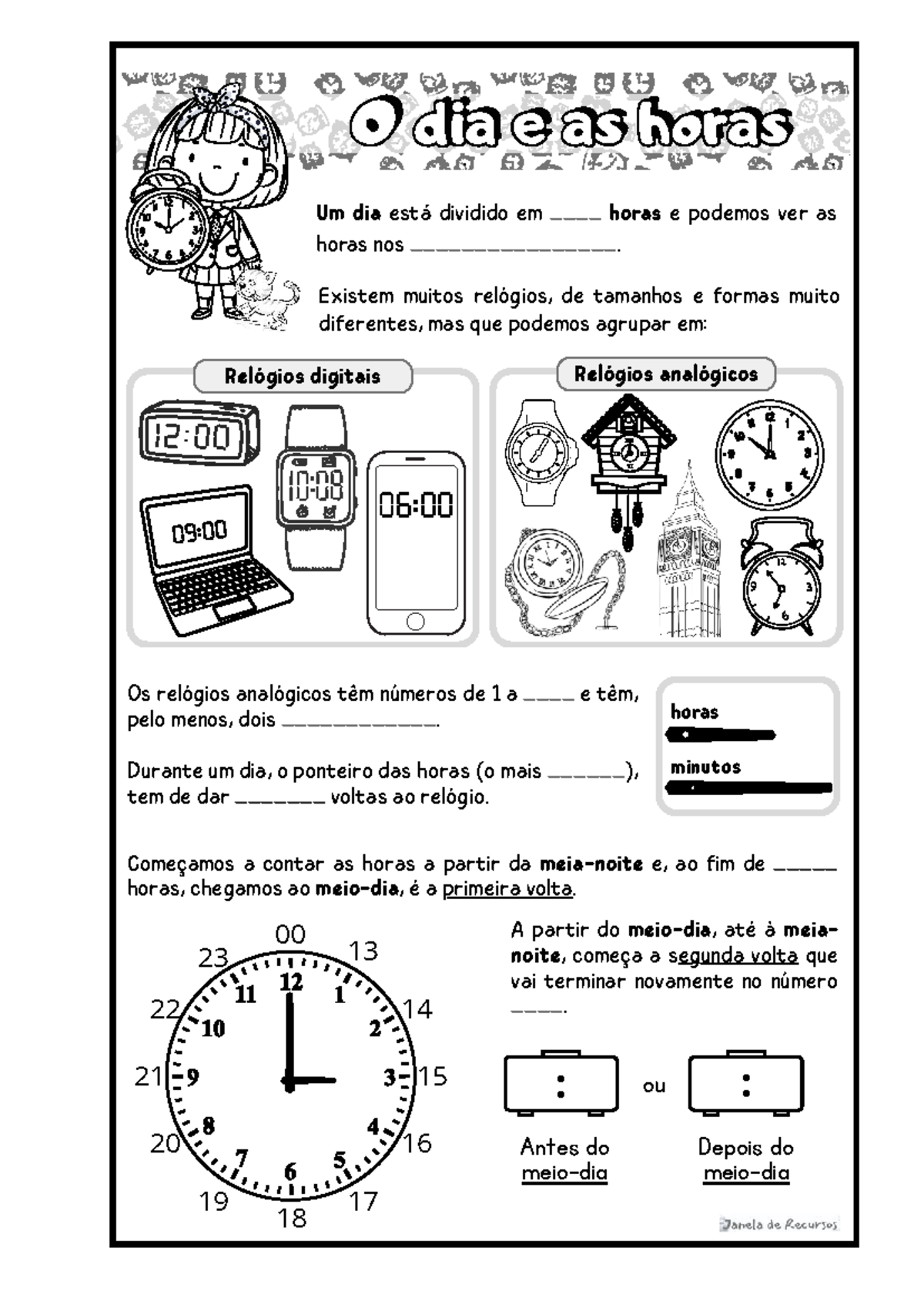 Horas e Relógios: Estudo para 2º Ano - Studocu
