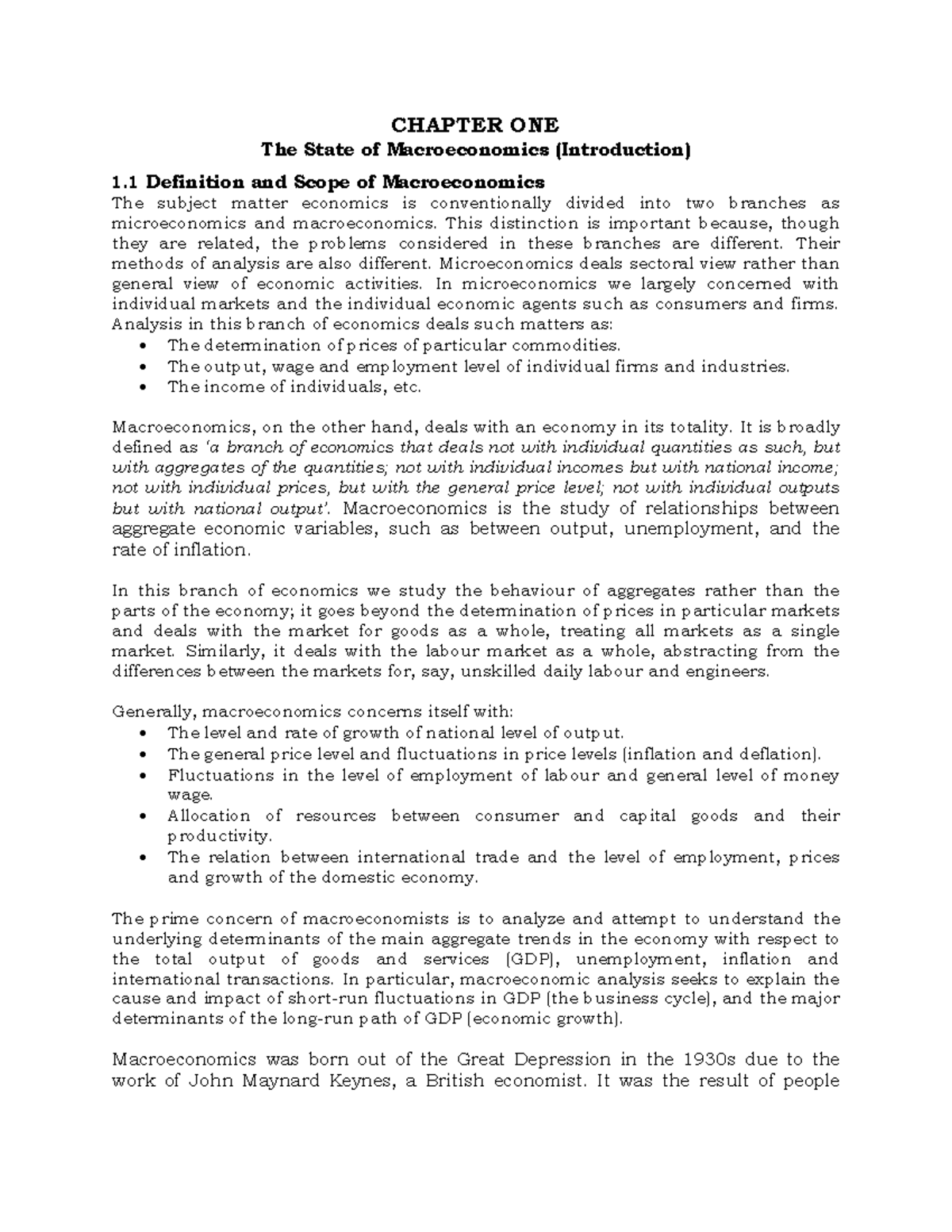 Macro - Chapter 1: The State of Macroeconomics Overview - Studocu