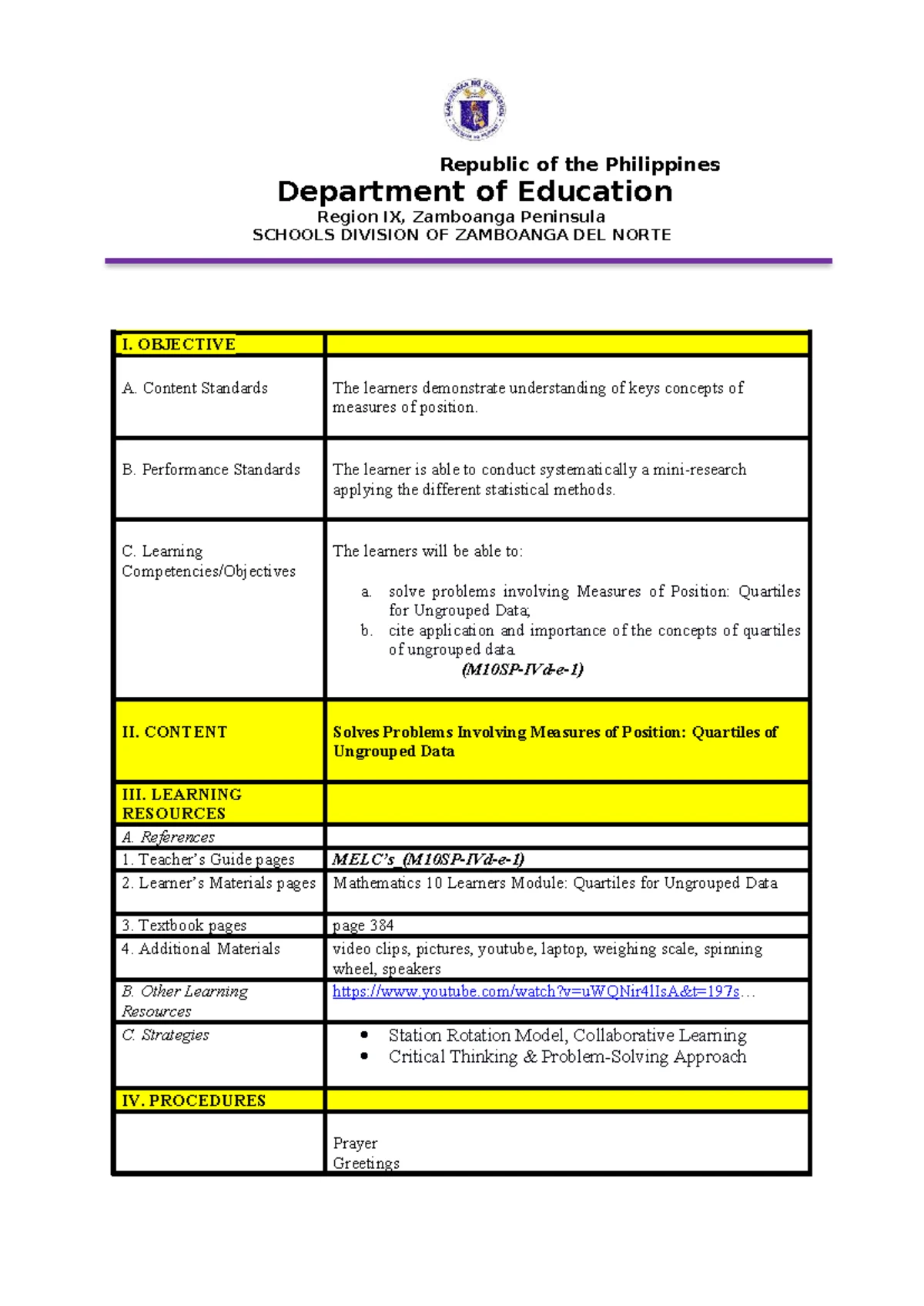 Lesson Exemplar in Mathematics 7: Understanding Polygons and Their ...