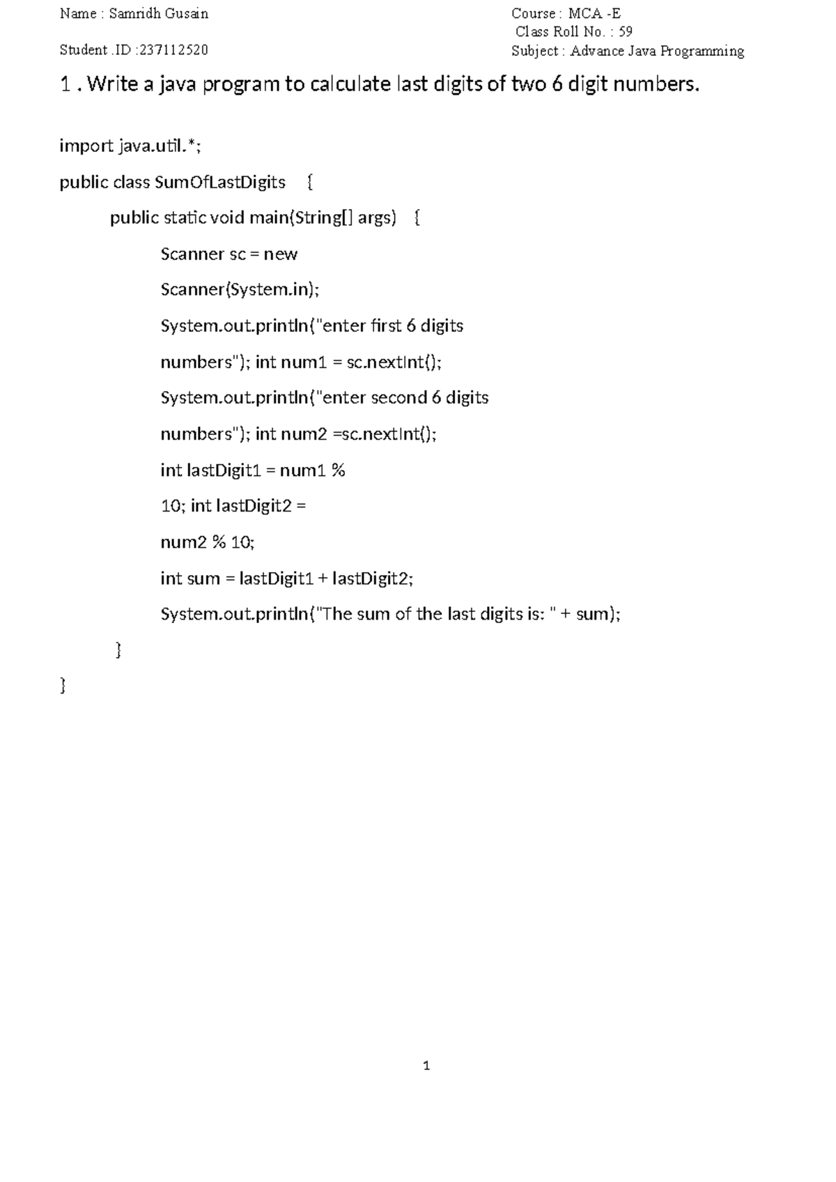 Advanced Java Programming Exercises (Java1) - Studocu