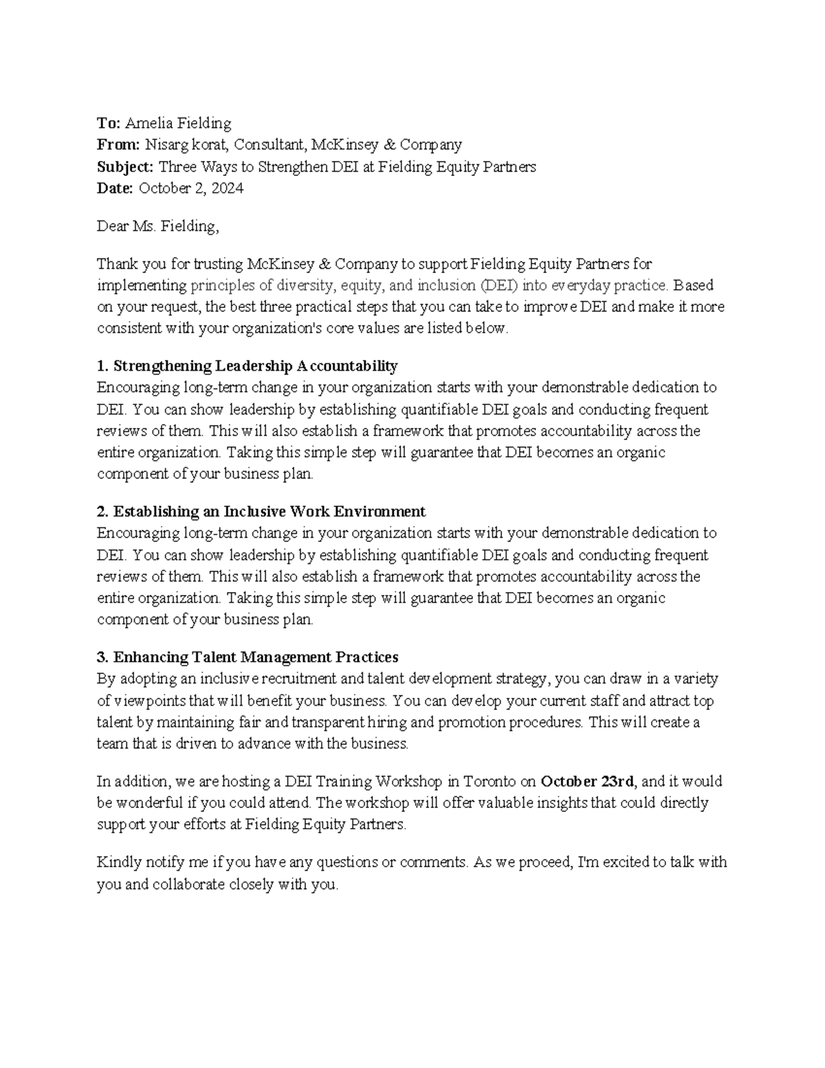 Strategies for Enhancing DEI at Fielding Equity Partners - Consultant's ...