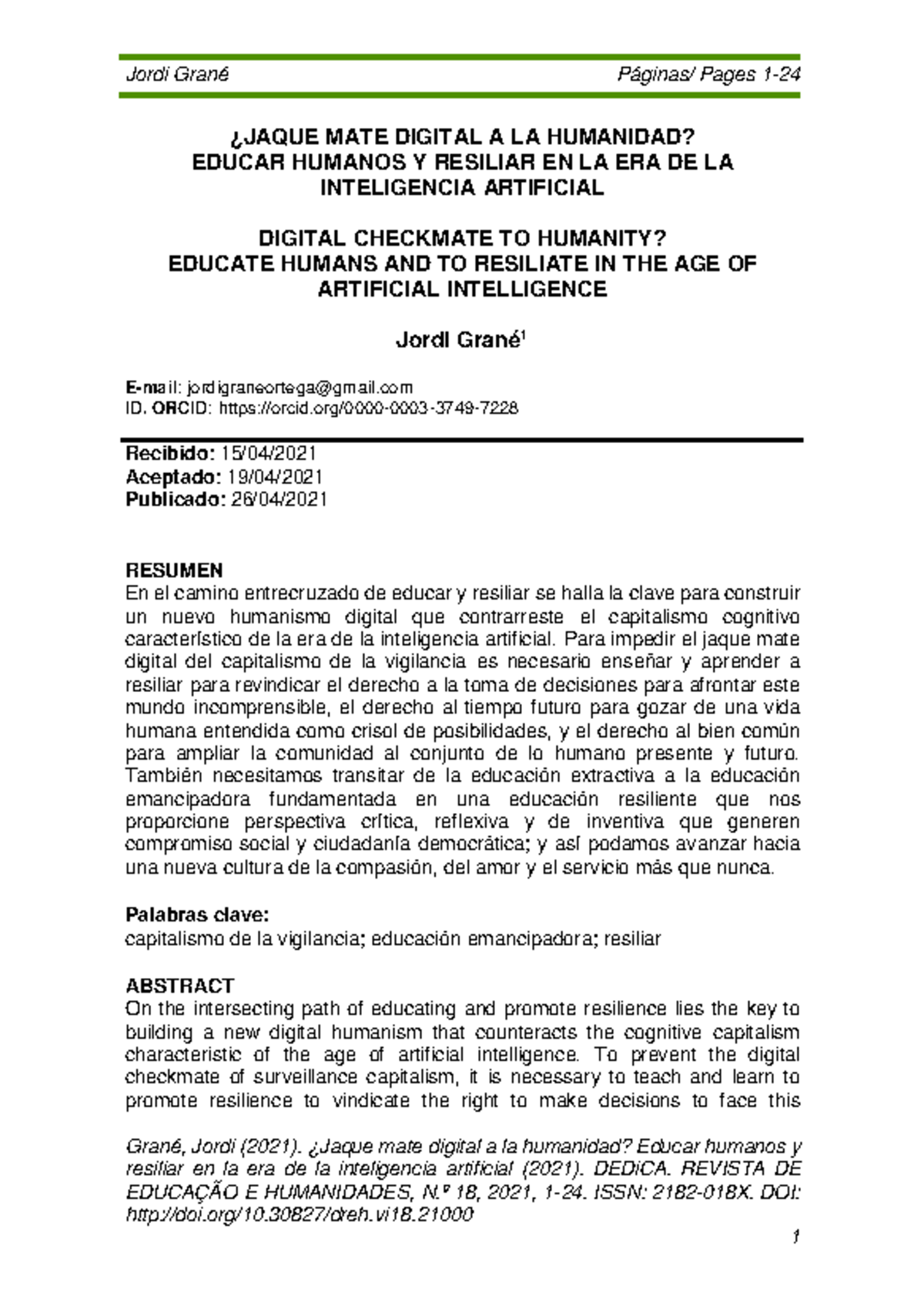 ## Final Exam MTH-041: Digital Checkmate to Humanity by Jordi Grané ...