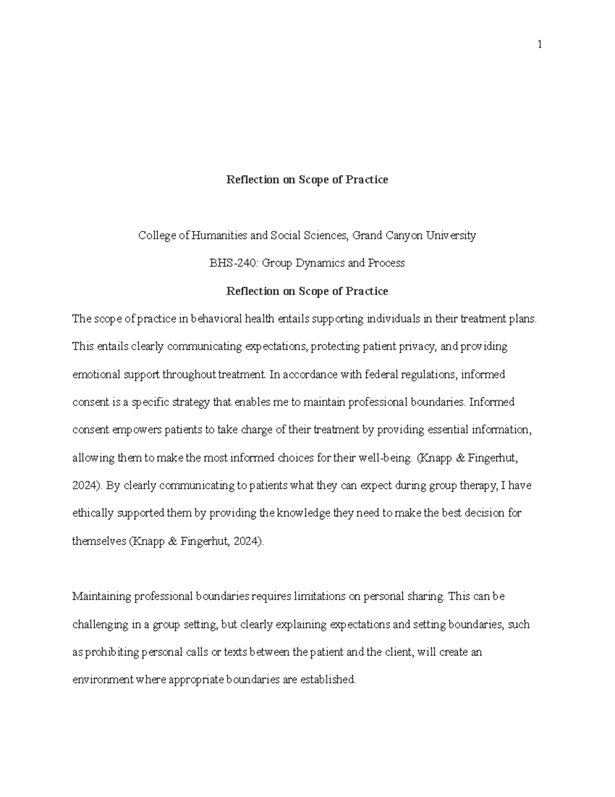 Reflection on Scope of Practice: Group Dynamics in Behavioral Health ...