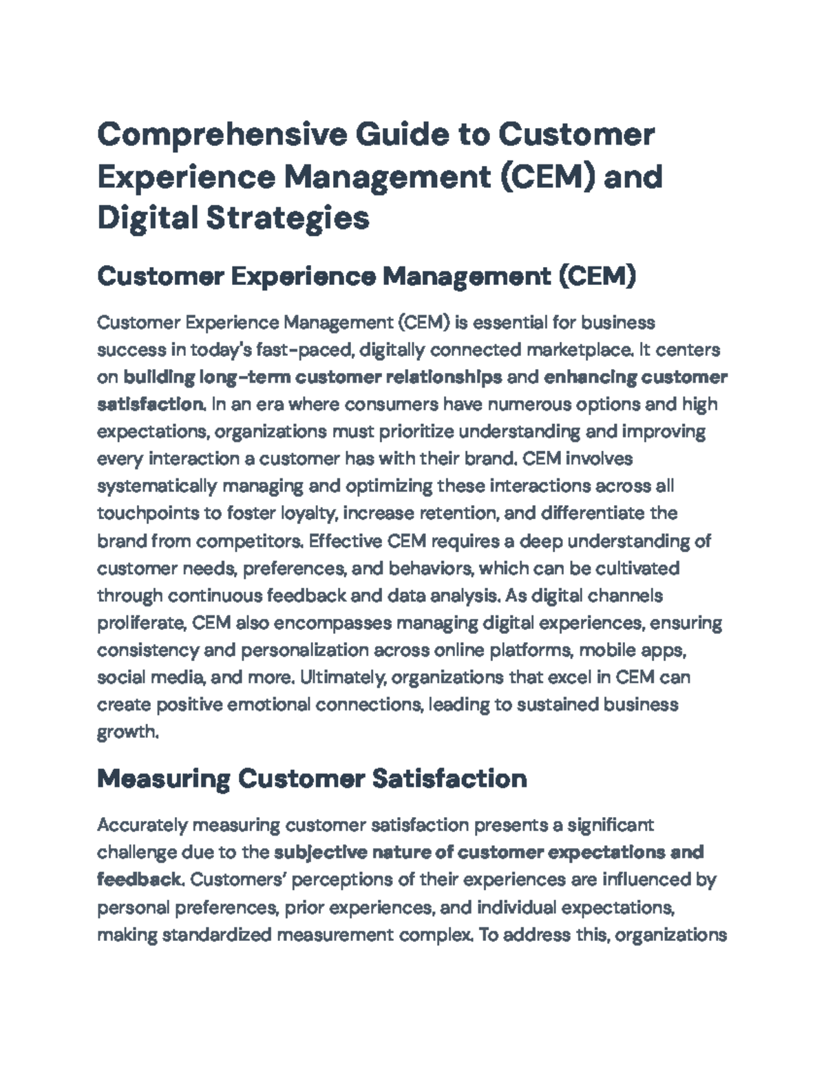 Comprehensive CEM Strategies for Enhancing Customer Experience ...