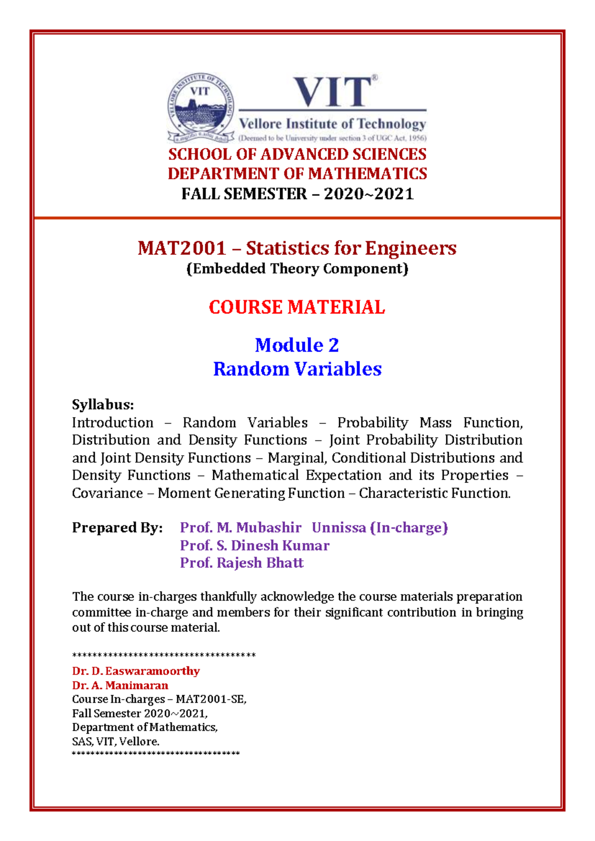 Module 2 - Data signals - SCHOOL OF ADVANCED SCIENCES DEPARTMENT OF ...