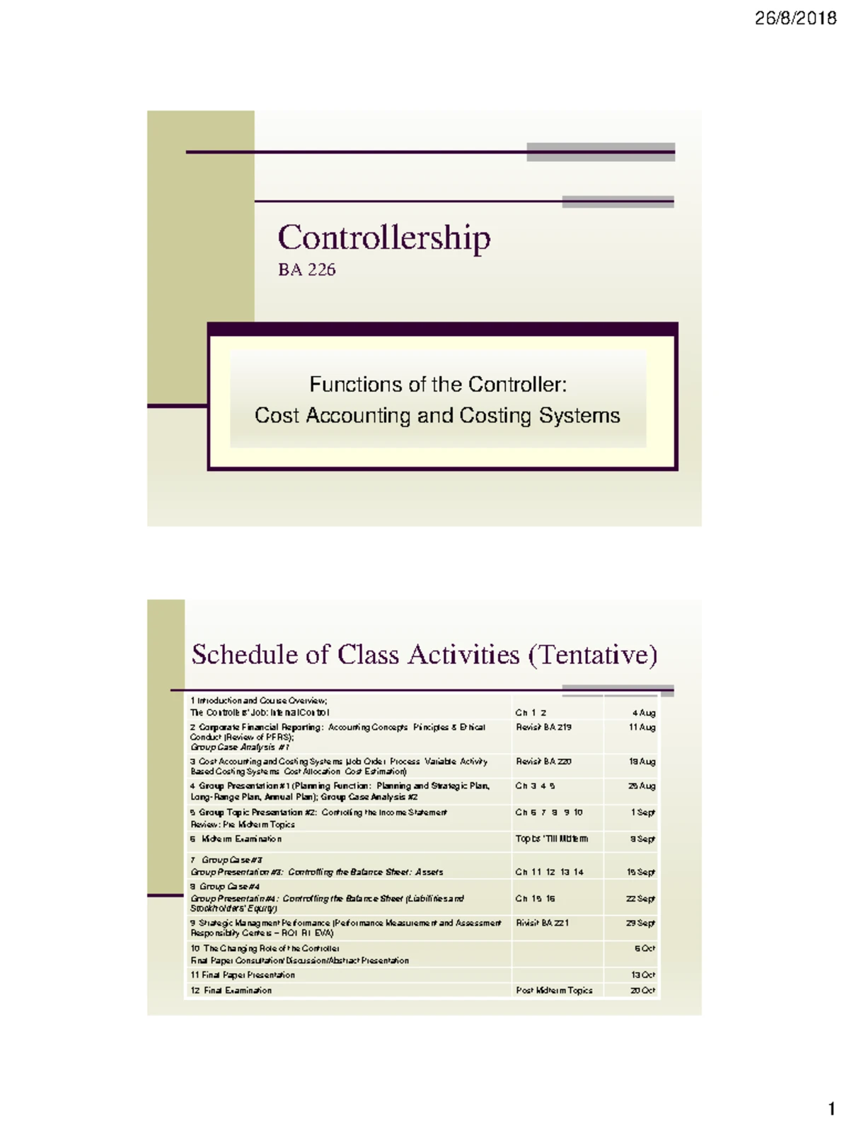 Controllership Structure Issues - Lecture Notes (FIN 101) - Studocu
