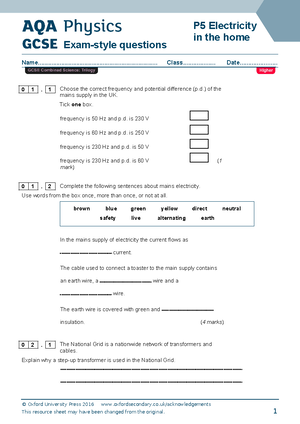 GCSE Physics equation list - AQA GCSE Physics 8463. GCSE exams June ...