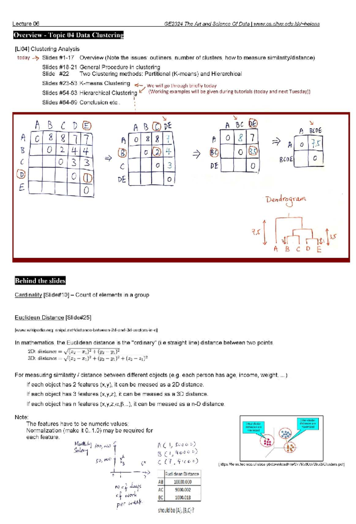 Lecture 06 GE2324 Overview of Data Clustering Techniques - Studocu