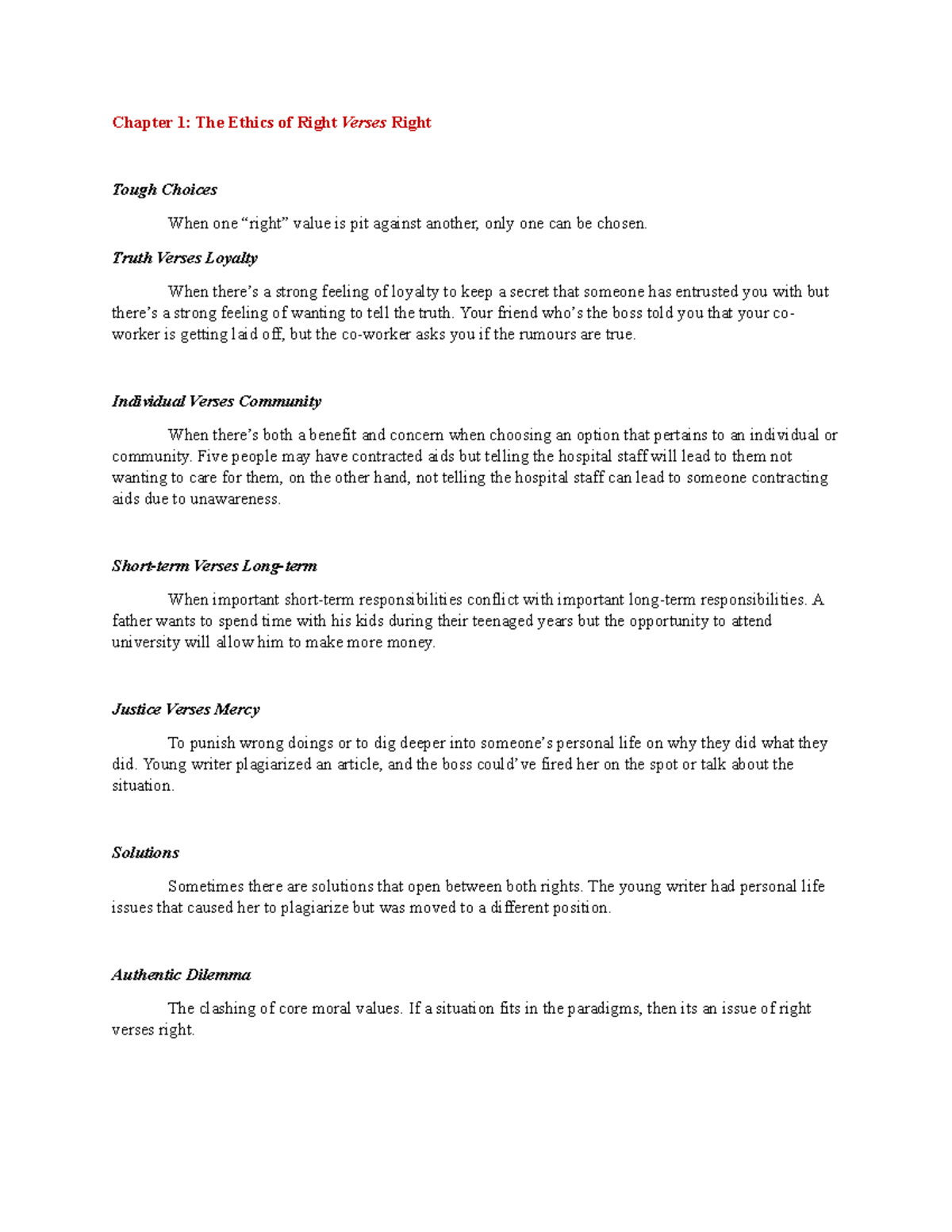 How Good People Make Tough Choices: Ethics of Right vs. Right Notes ...