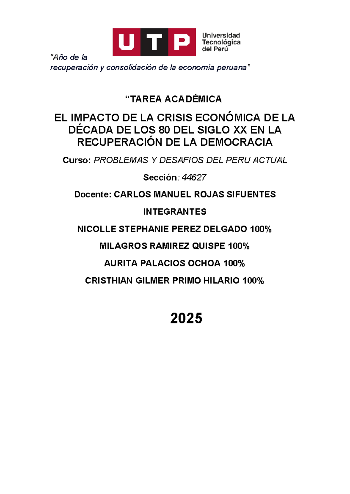 Impacto de la Crisis Económica de los 80 en la Democracia - Curso ...