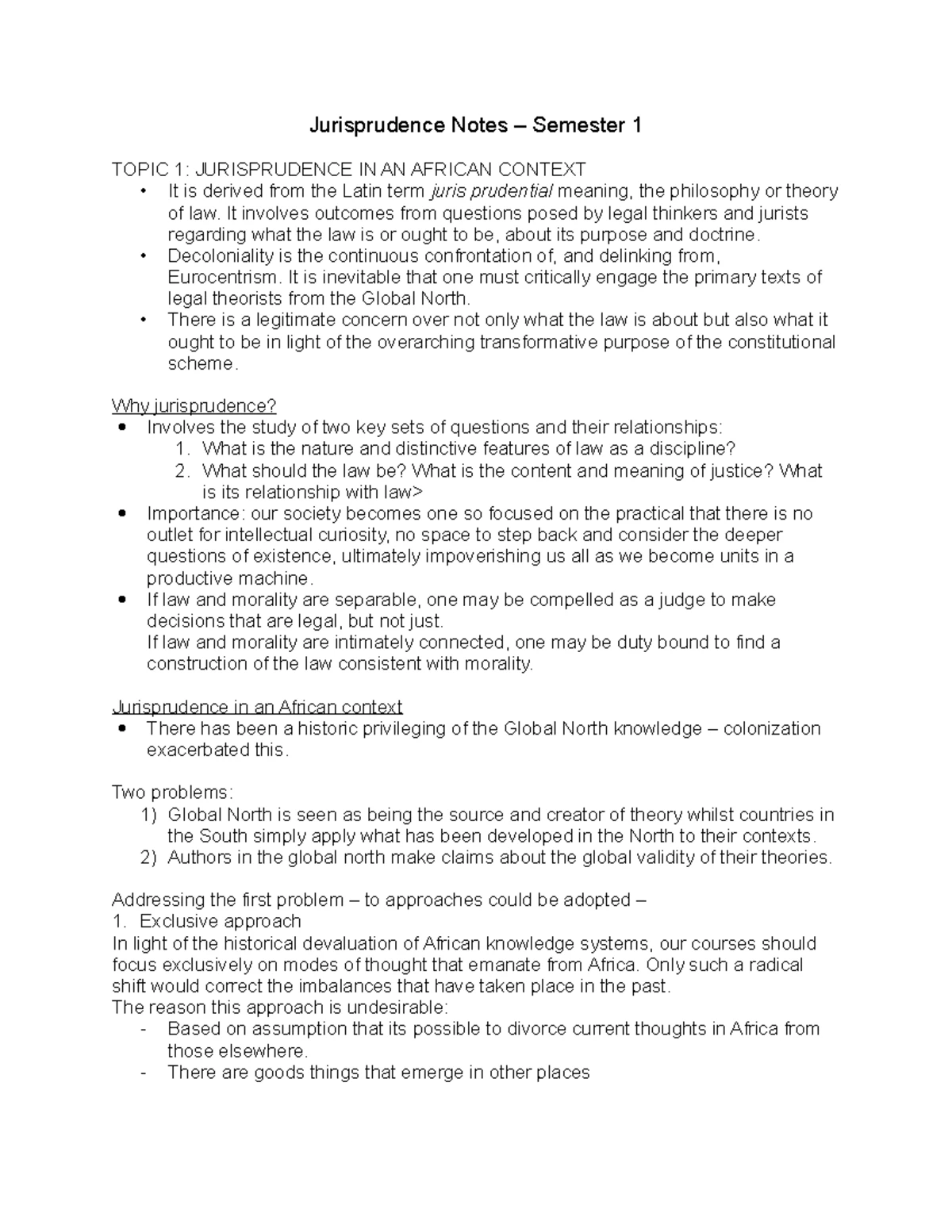 Summary of Jurisprudence - Adjudication Focus - Notes for Law 101 - Studocu