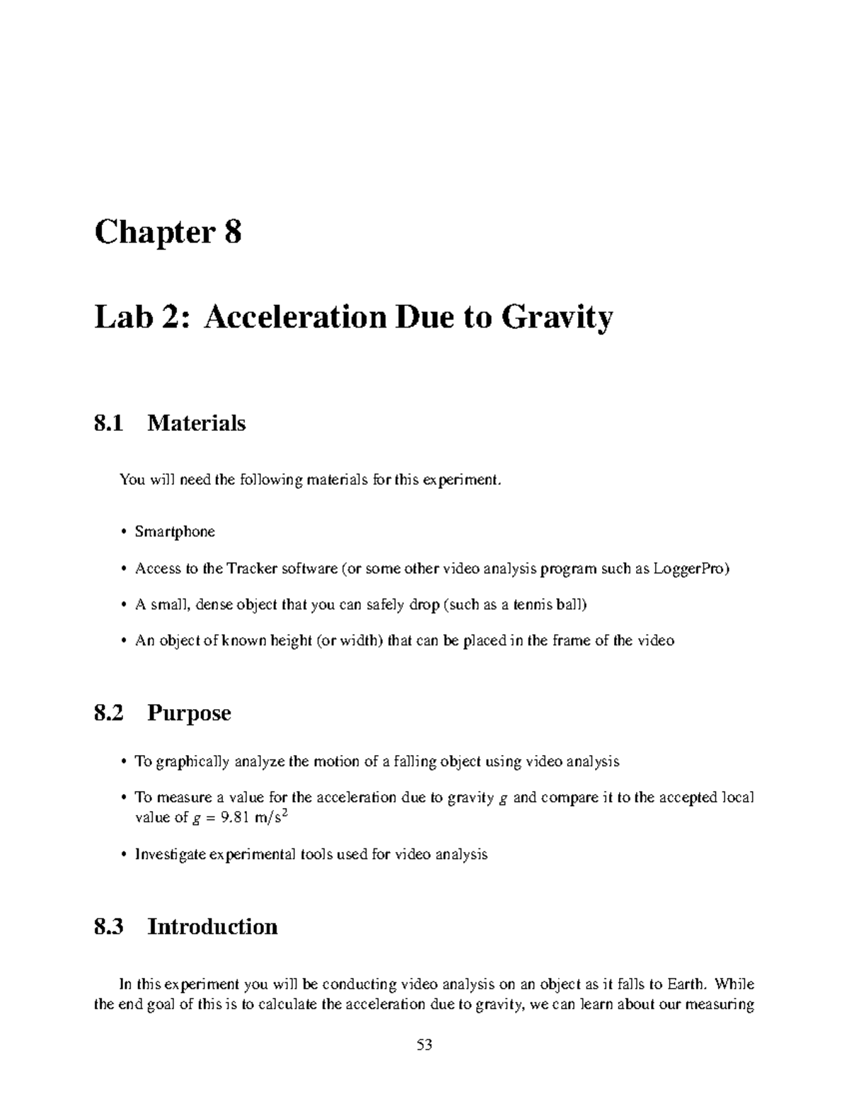 PHYS 124 Lab 2: Analyzing Acceleration Due to Gravity - Studocu