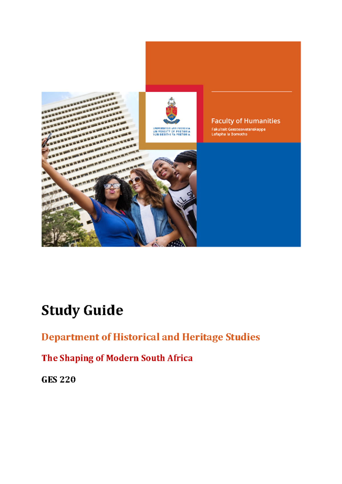 GES 220 Study Guide: The Shaping of Modern South Africa - Studocu