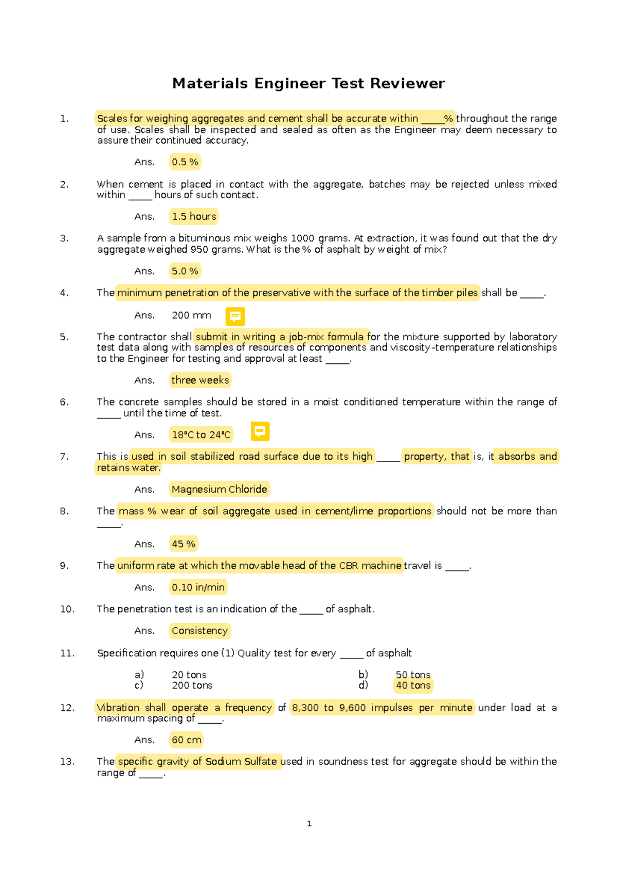 Materials Engineering Review - Test Answers and Key Concepts - Studocu
