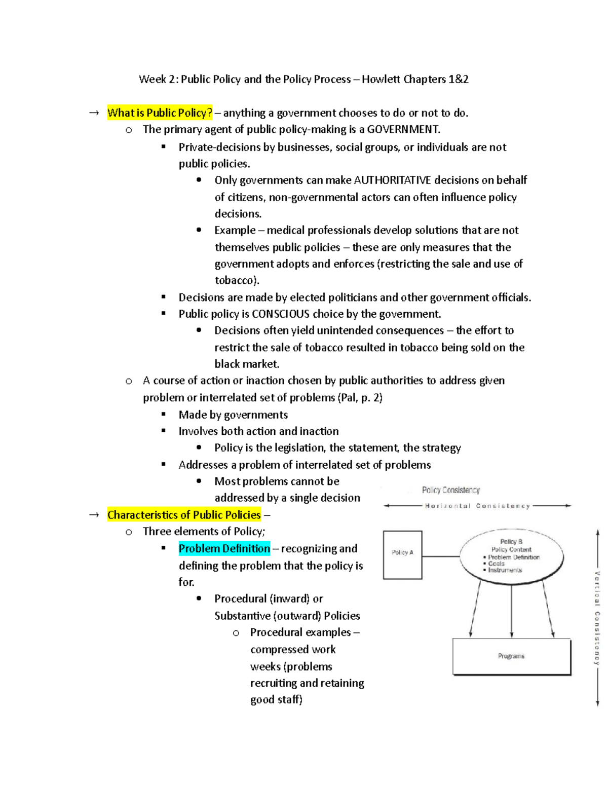 Week 2 - Lecture Notes on Public Policy and Policy Process - Studocu