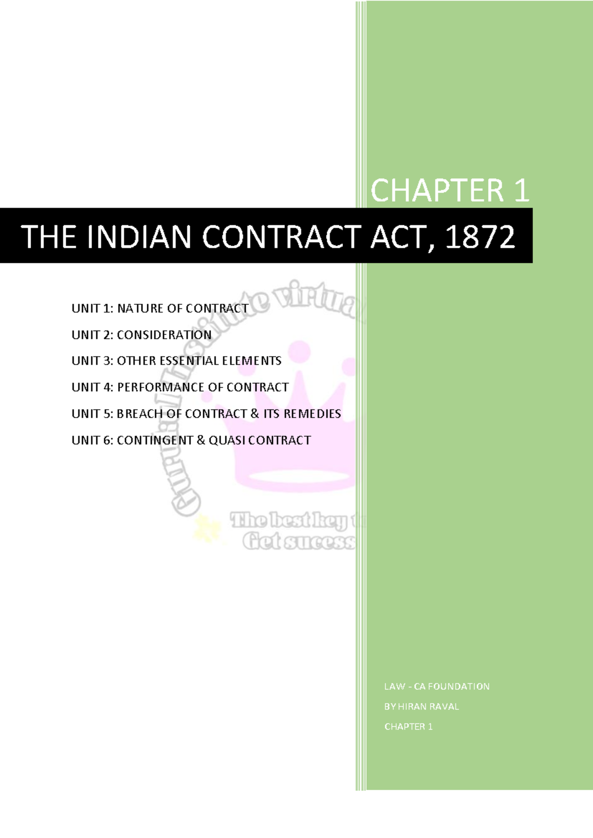 CHAPTER 1: INDIAN CONTRACT ACT, 1872 - ESSENTIAL ELEMENTS & CONCEPTS ...