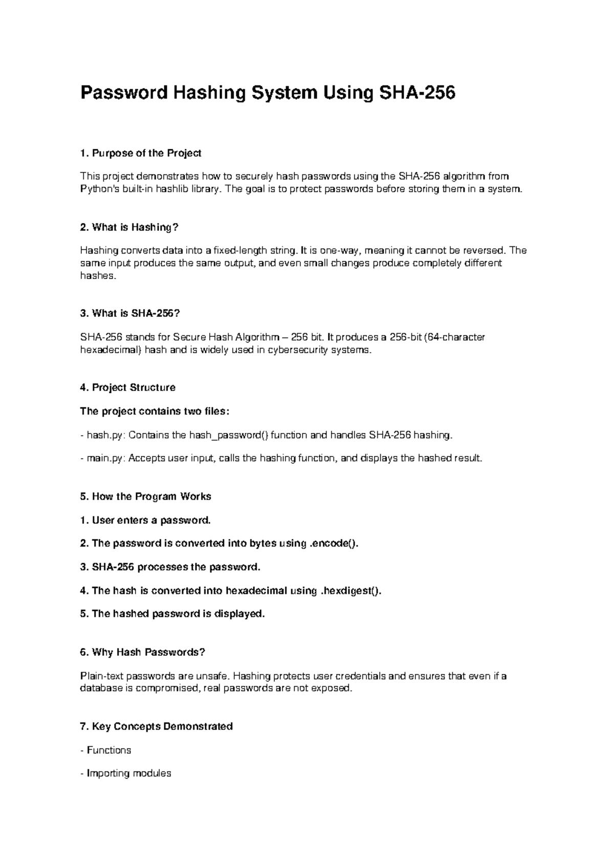 Password Hashing Project Notes: Securely Storing User Credentials - Studocu