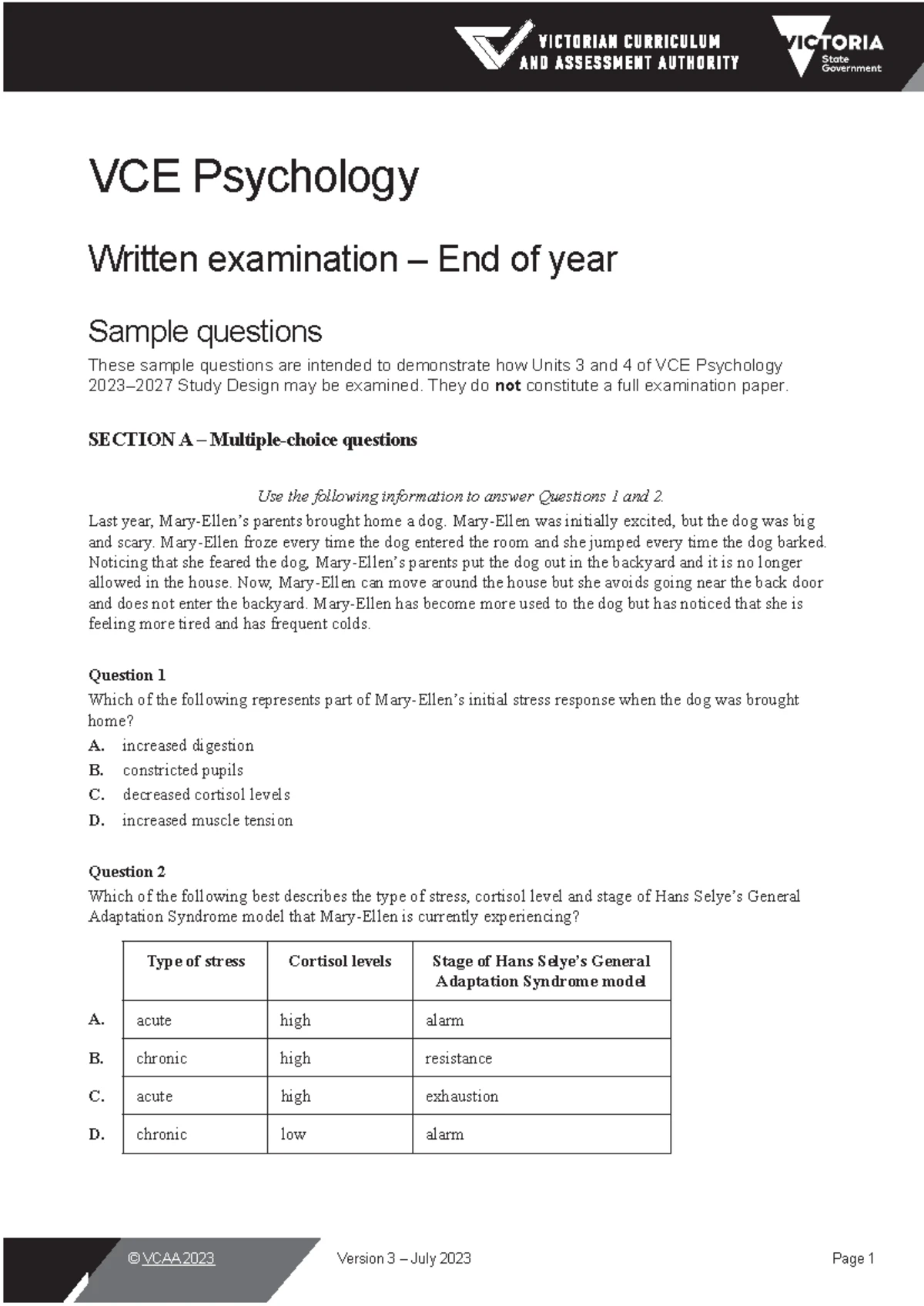 Effective Strategies for Short Answer Qs in VCE Psychology - Studocu