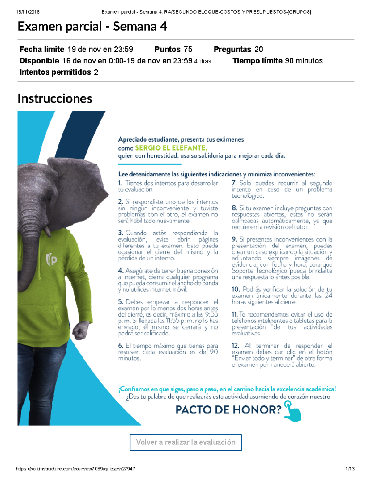 Examen Parcial - Semana 4: Costos y Presupuestos (75 Puntos) - Studocu