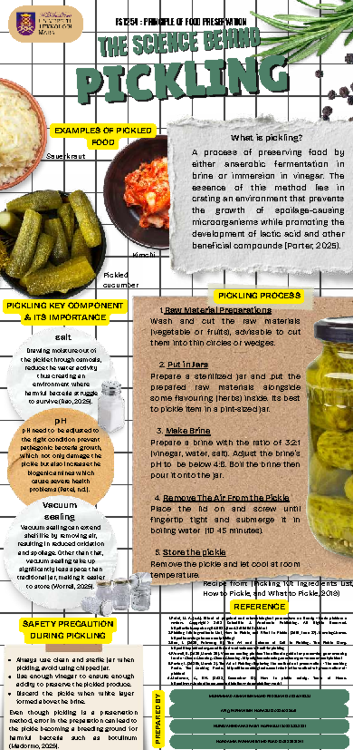 FST254: Principles of Food Preservation - The Science of Pickling - Studocu