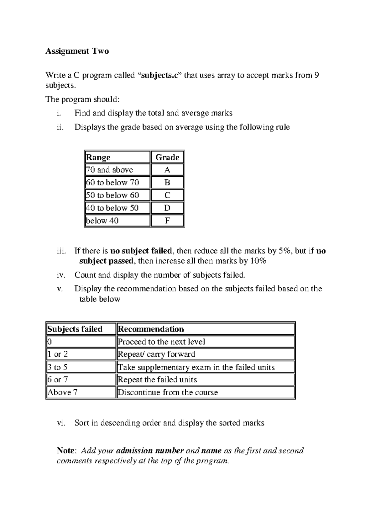 C Program for Marks Calculation and Grade Evaluation - Assignment 2 ...