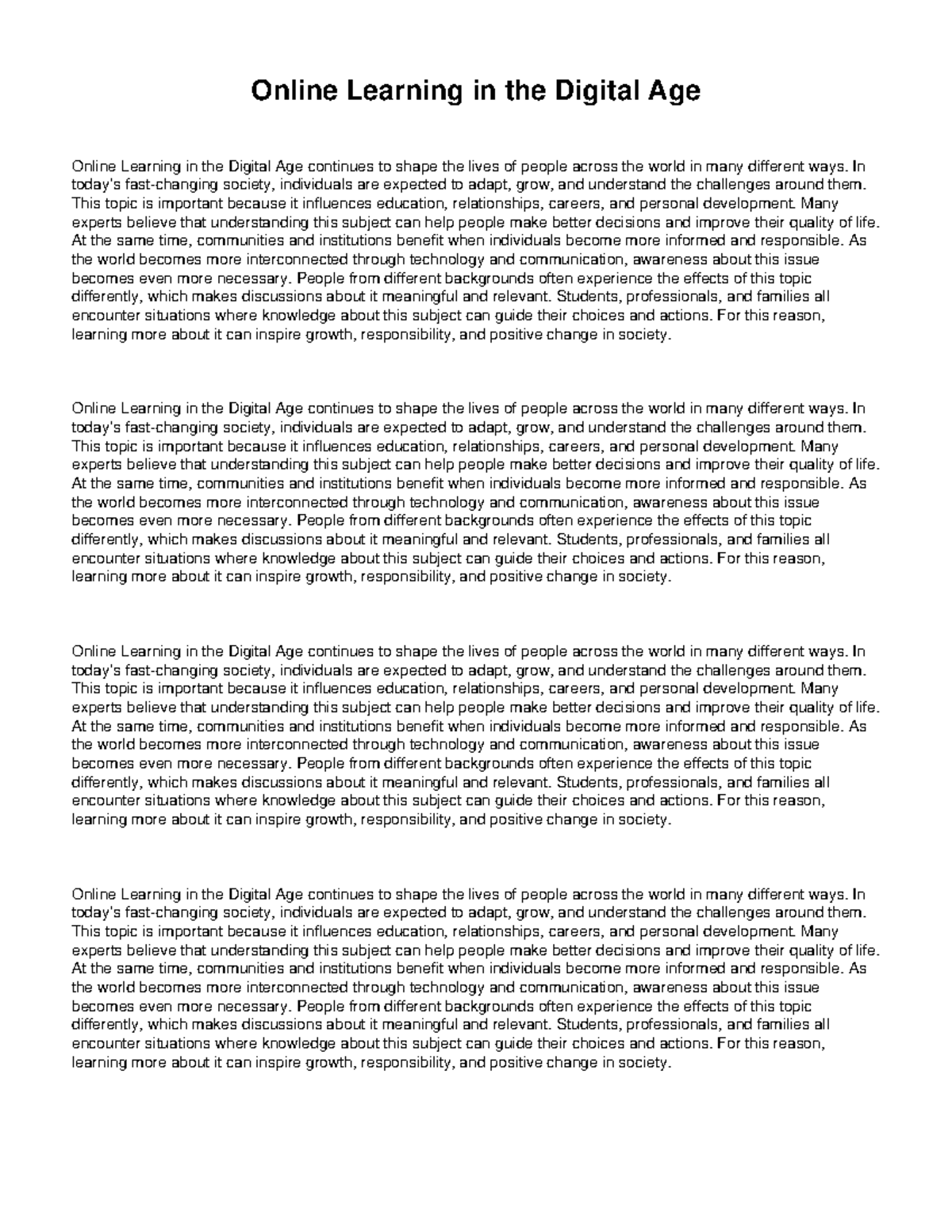 Essay 15: The Impact of Online Learning in the Digital Age - Studocu