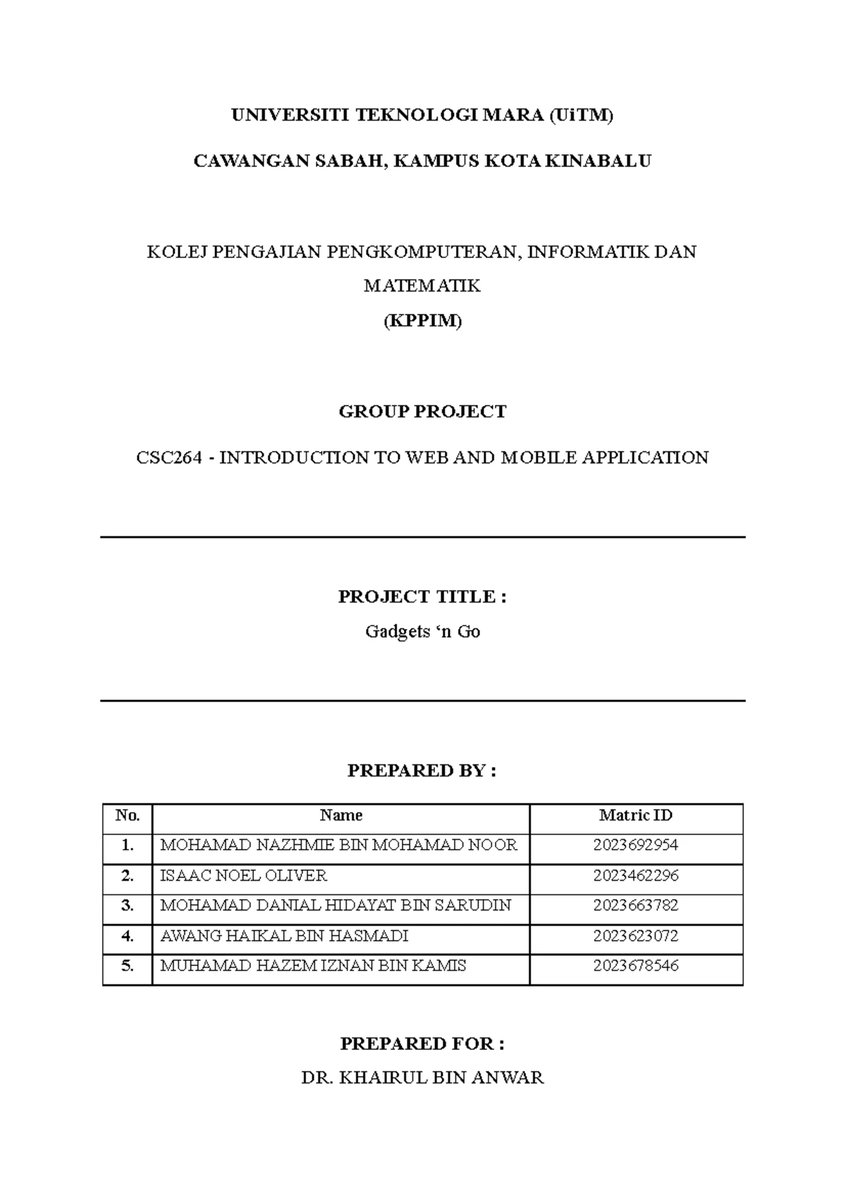 CSC264 Group Project Proposal: Manukan Barber SmartServe System - Studocu