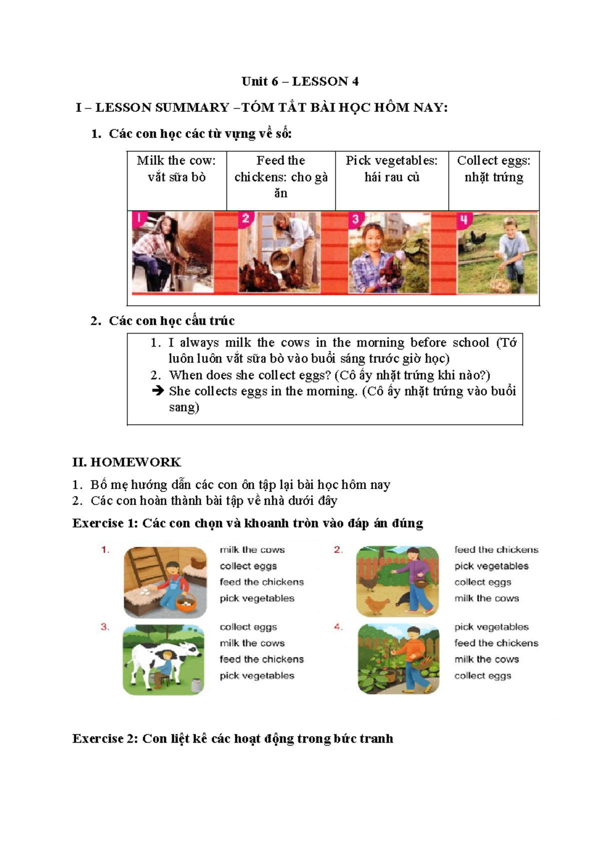 Unit 6 Lesson 4 Summary: Vocabulary & Homework Activities - Studocu