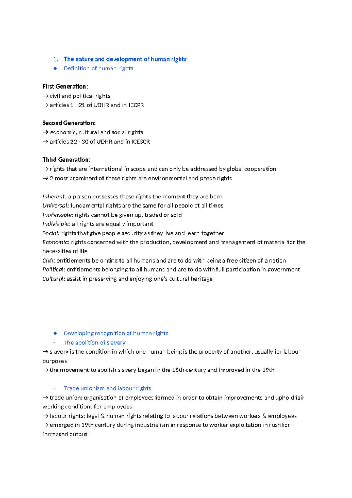 Human Rights Syllabus Notes: Understanding Generations and Key Concepts ...