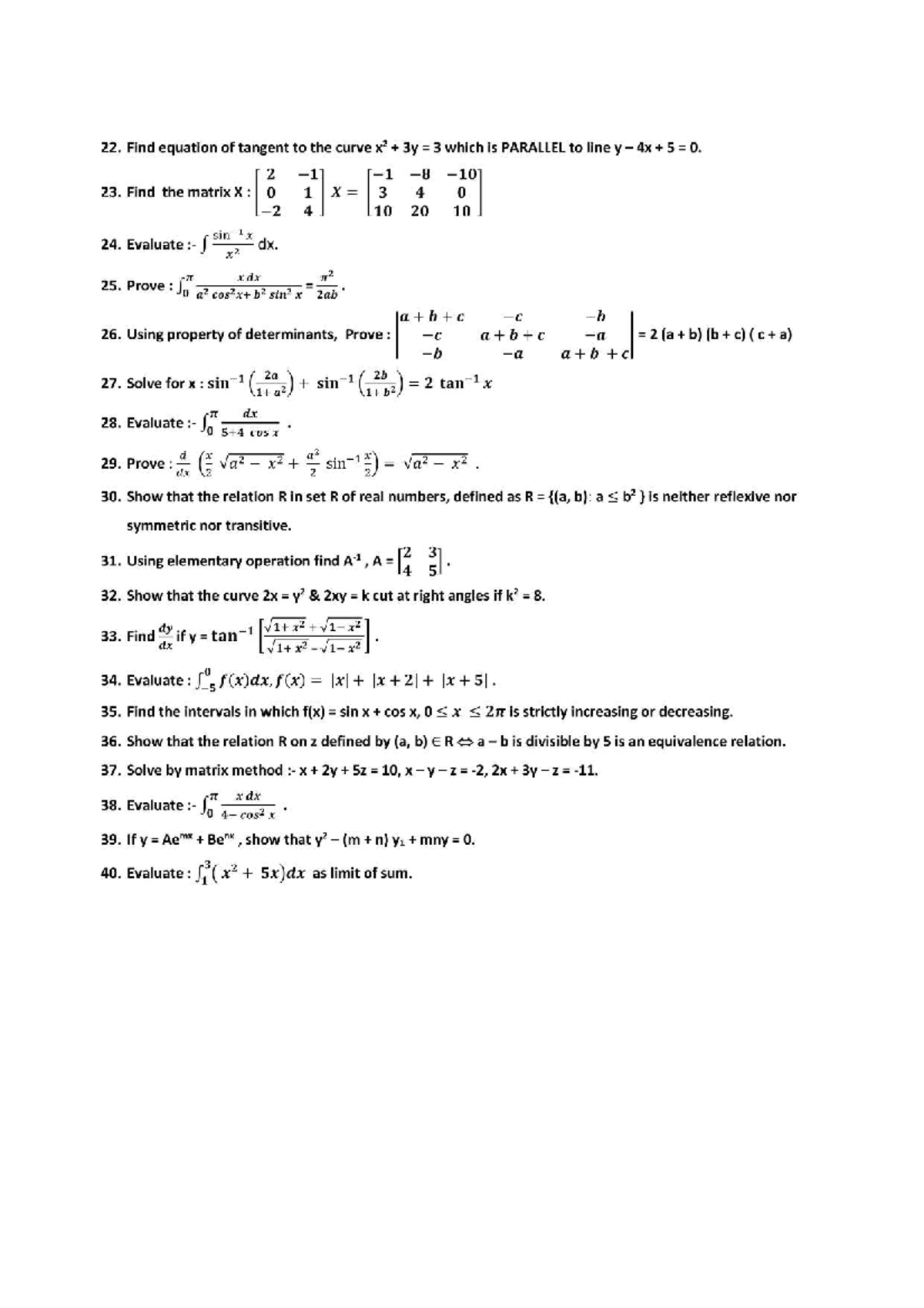 Math II Assignment 2: Tangents, Matrices, and Relations - Studocu