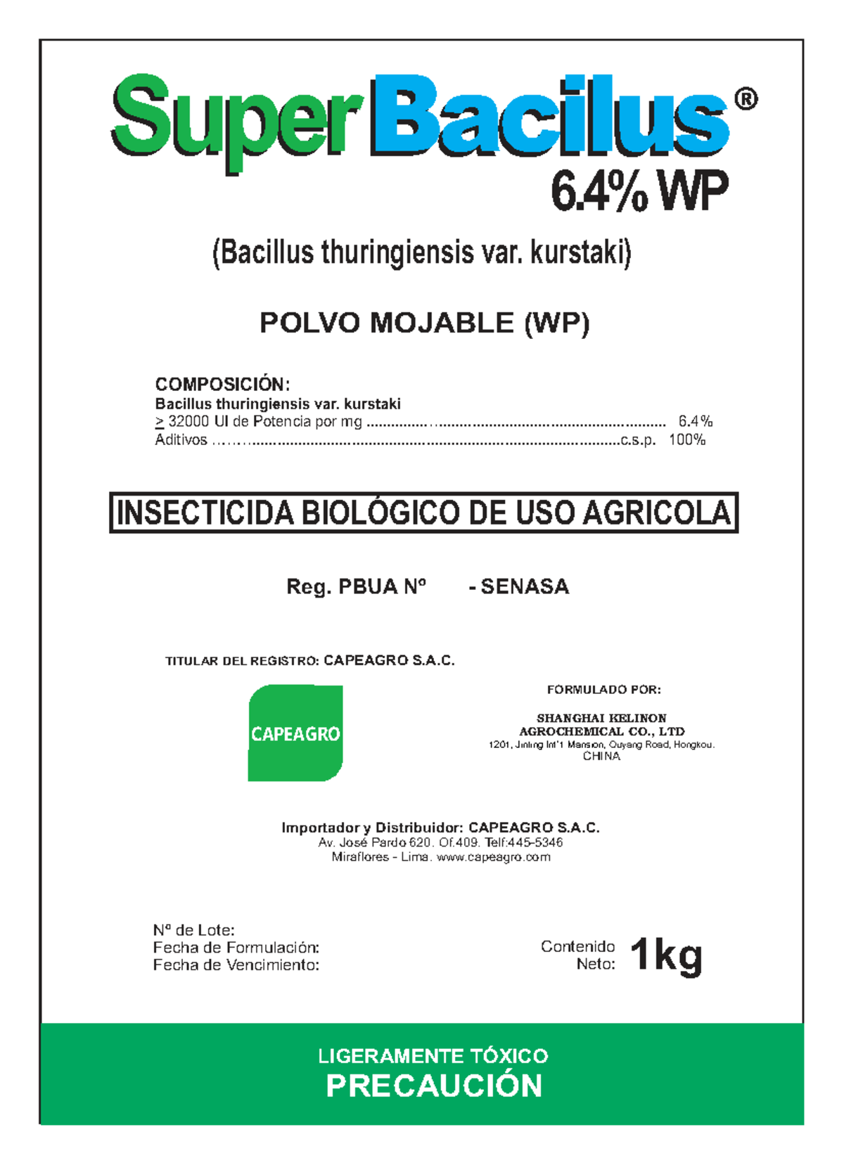 Bacithur 6.4 WP - Insecticide Label for Agricultural Use - Studocu