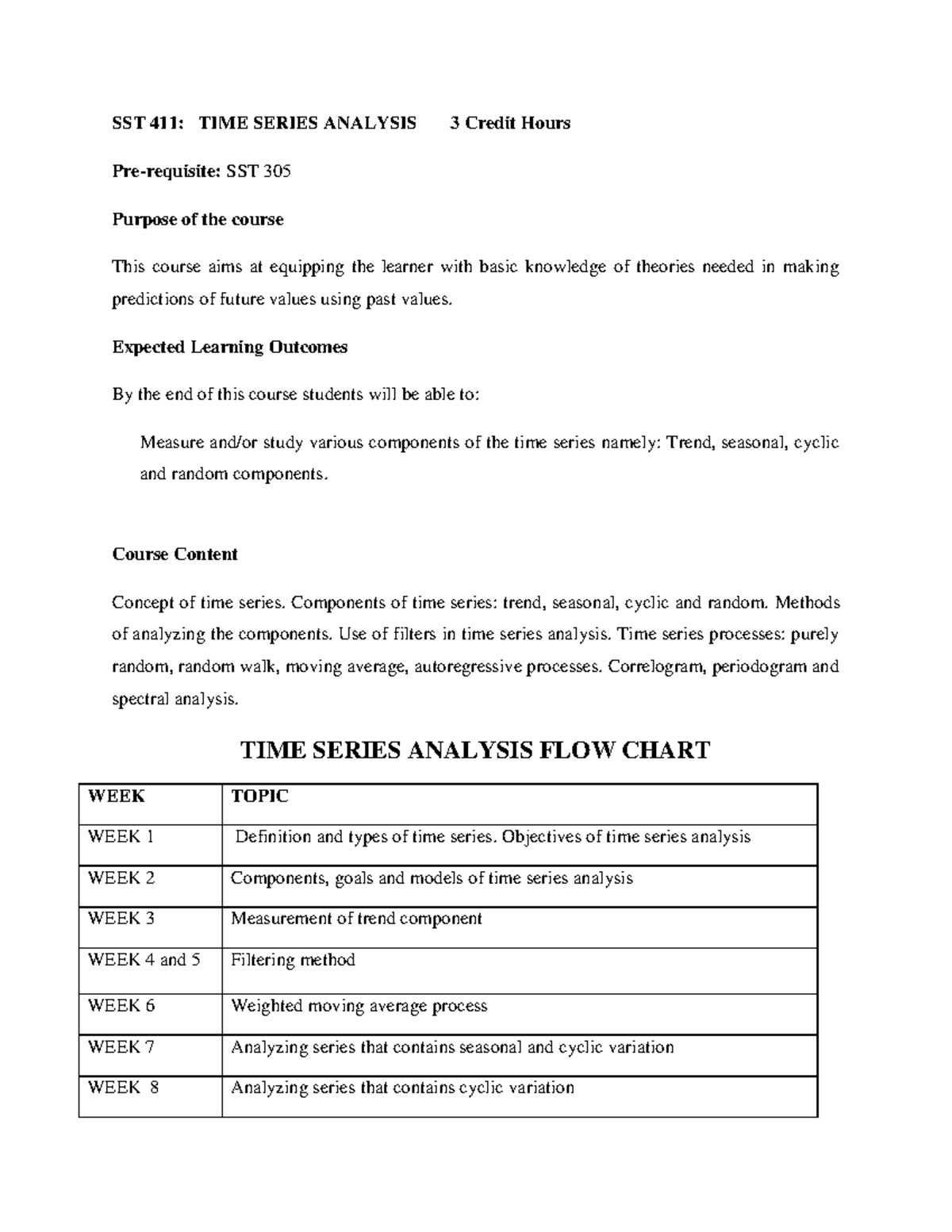 SST 411: Comprehensive Guide to Time Series Analysis Techniques - Studocu