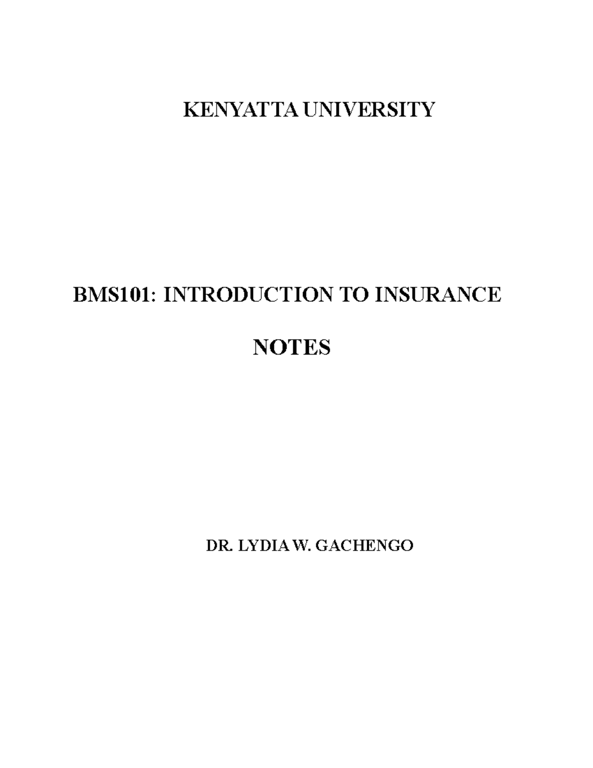 BMS 101 Final Exam Notes: Introduction to Insurance Overview - Studocu