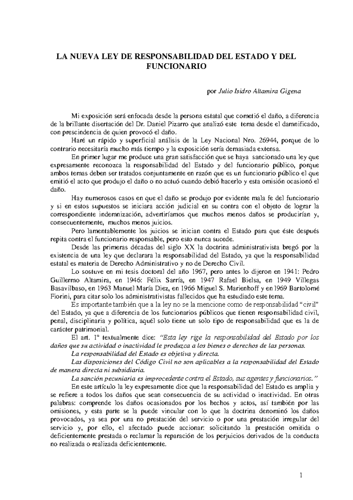 LA NUEVA LEY DE RESPONSABILIDAD DEL ESTADO Y DEL FUNCIONARIO (Nro ...