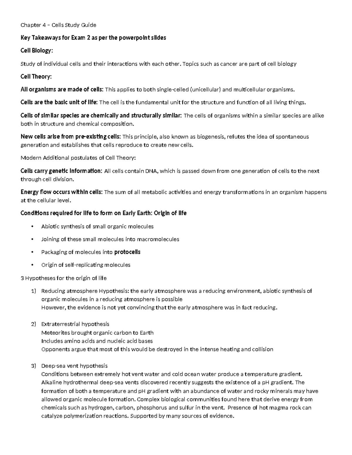 Cell Biology: Chapter 4 Cells Study Guide for Exam 2 - Studocu