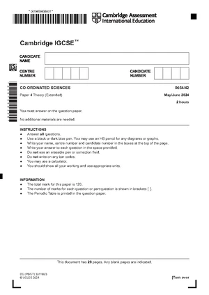 Cambridge 0654/43 W23 Paper 4 Theory (Extended) Science Exam Guide ...