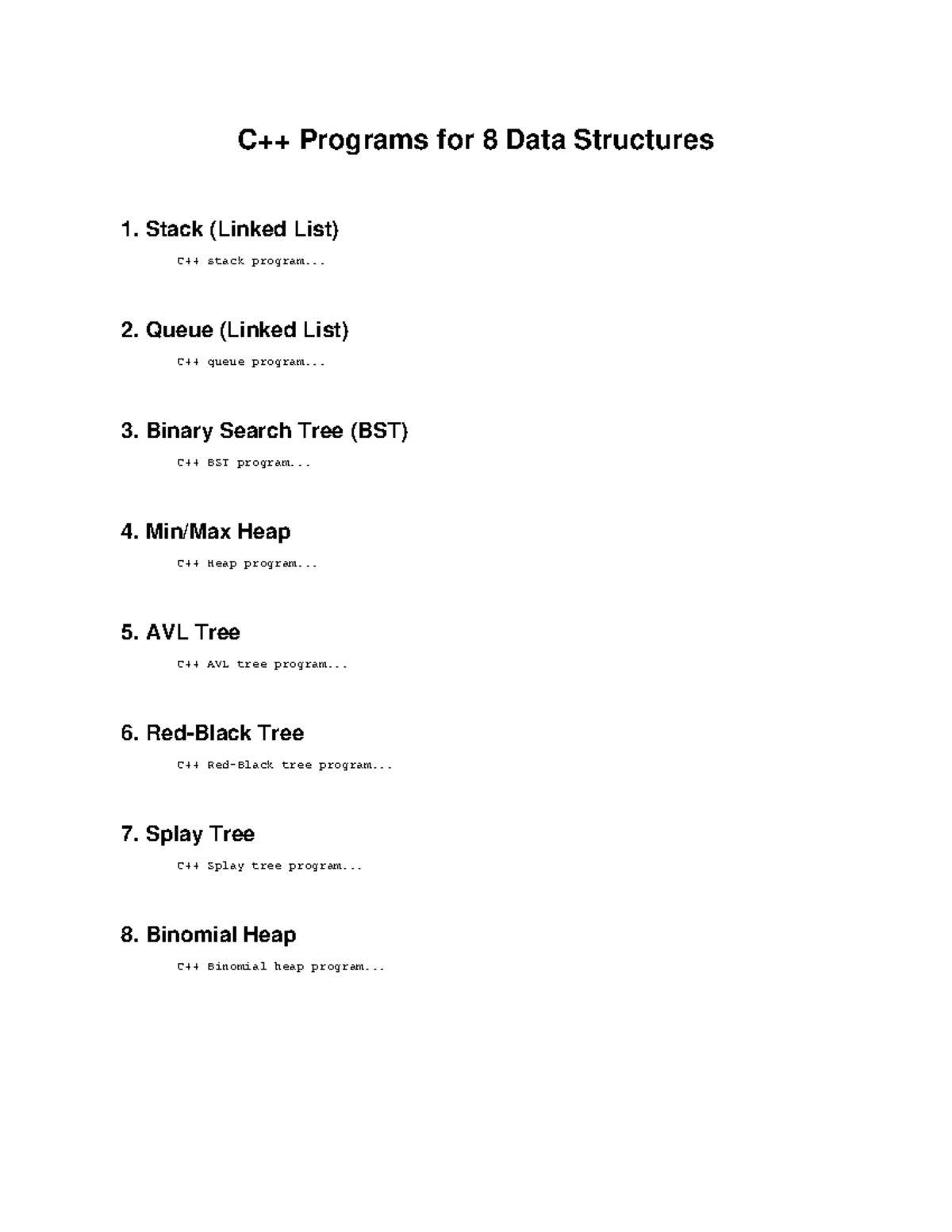 Data structures cpp full - computer science and engineering - C++ ...