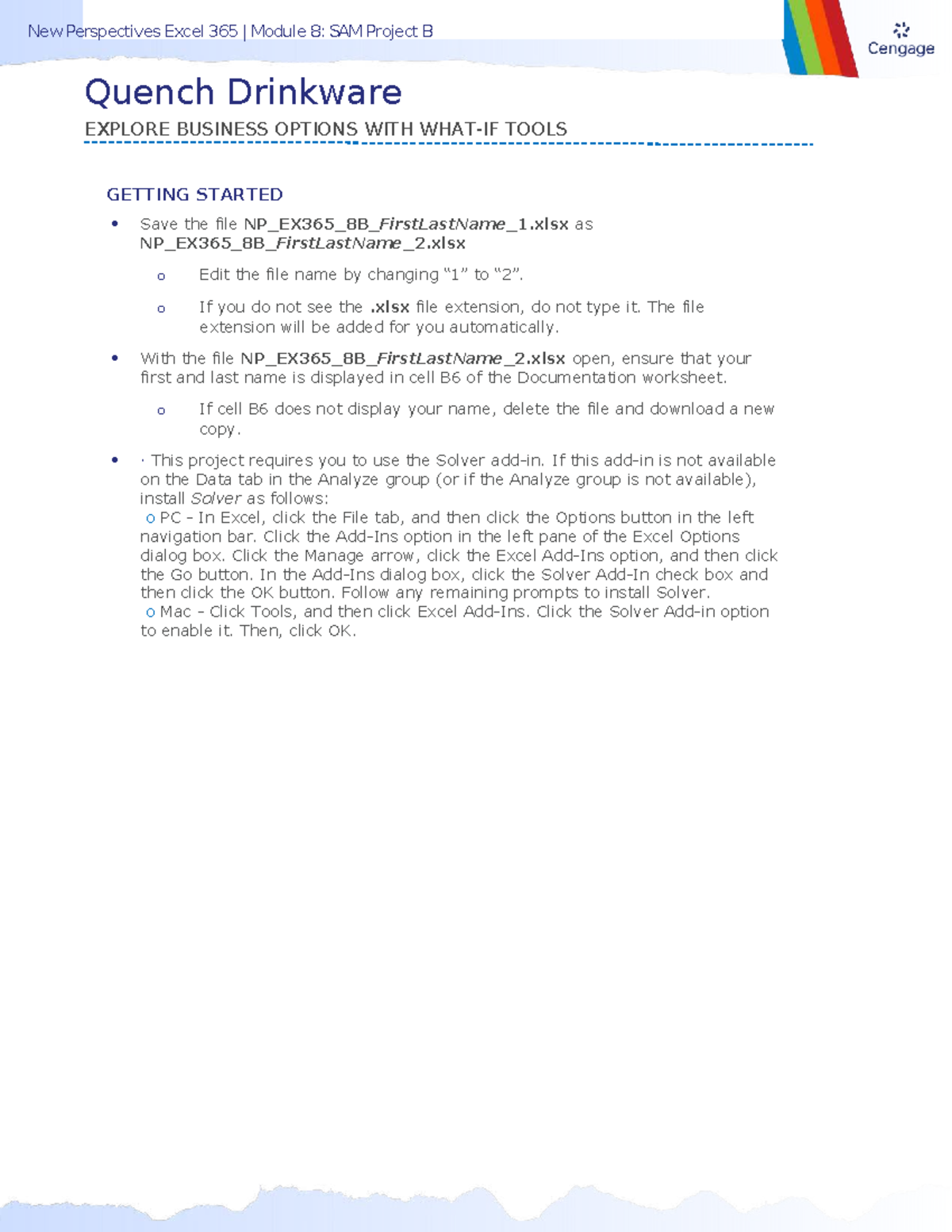 New Perspectives Excel 365 Module 8: SAM Project B Instructions - Studocu