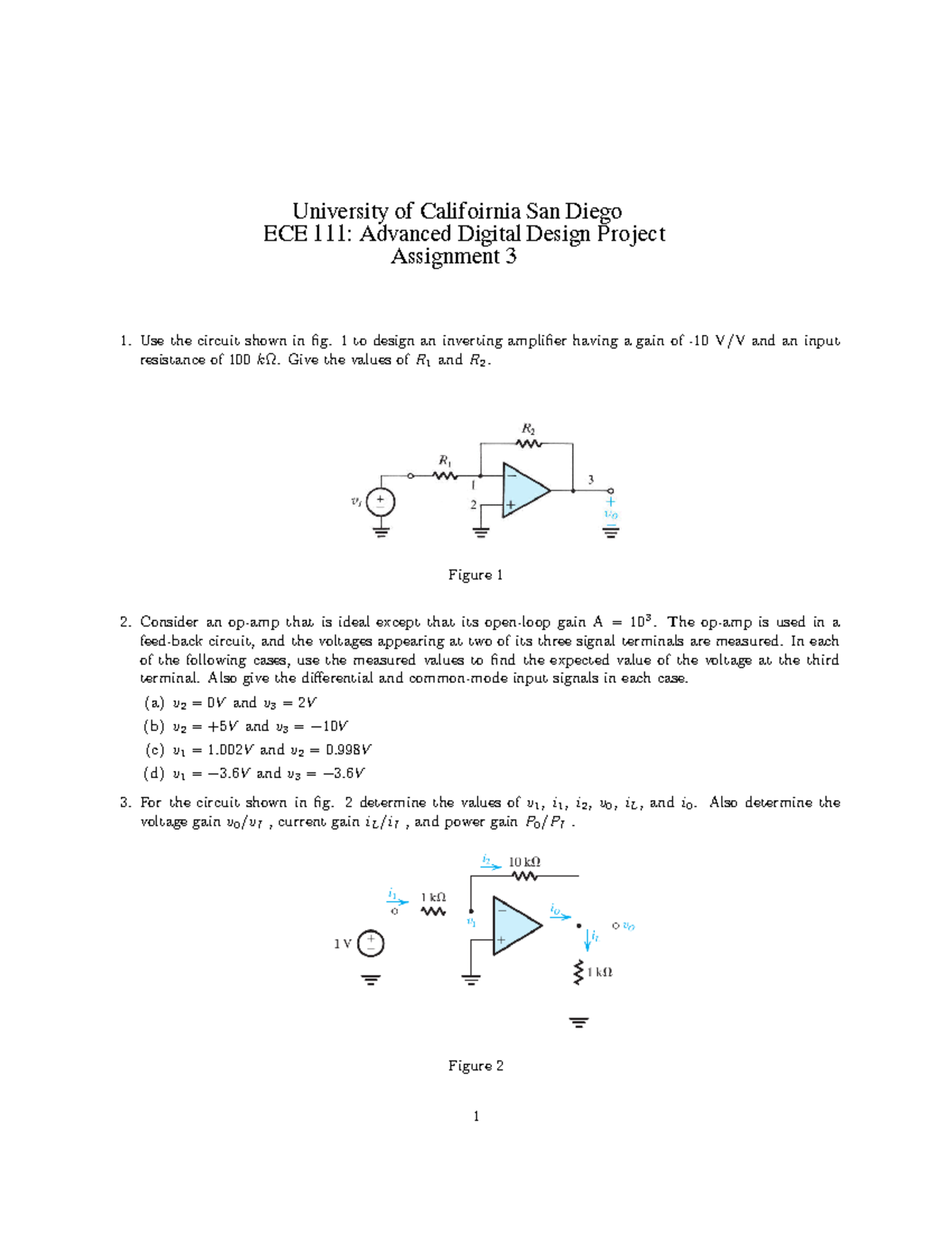 ECE 111 Assignment 3 - ES 104: Introduction to Analog and Digital ...
