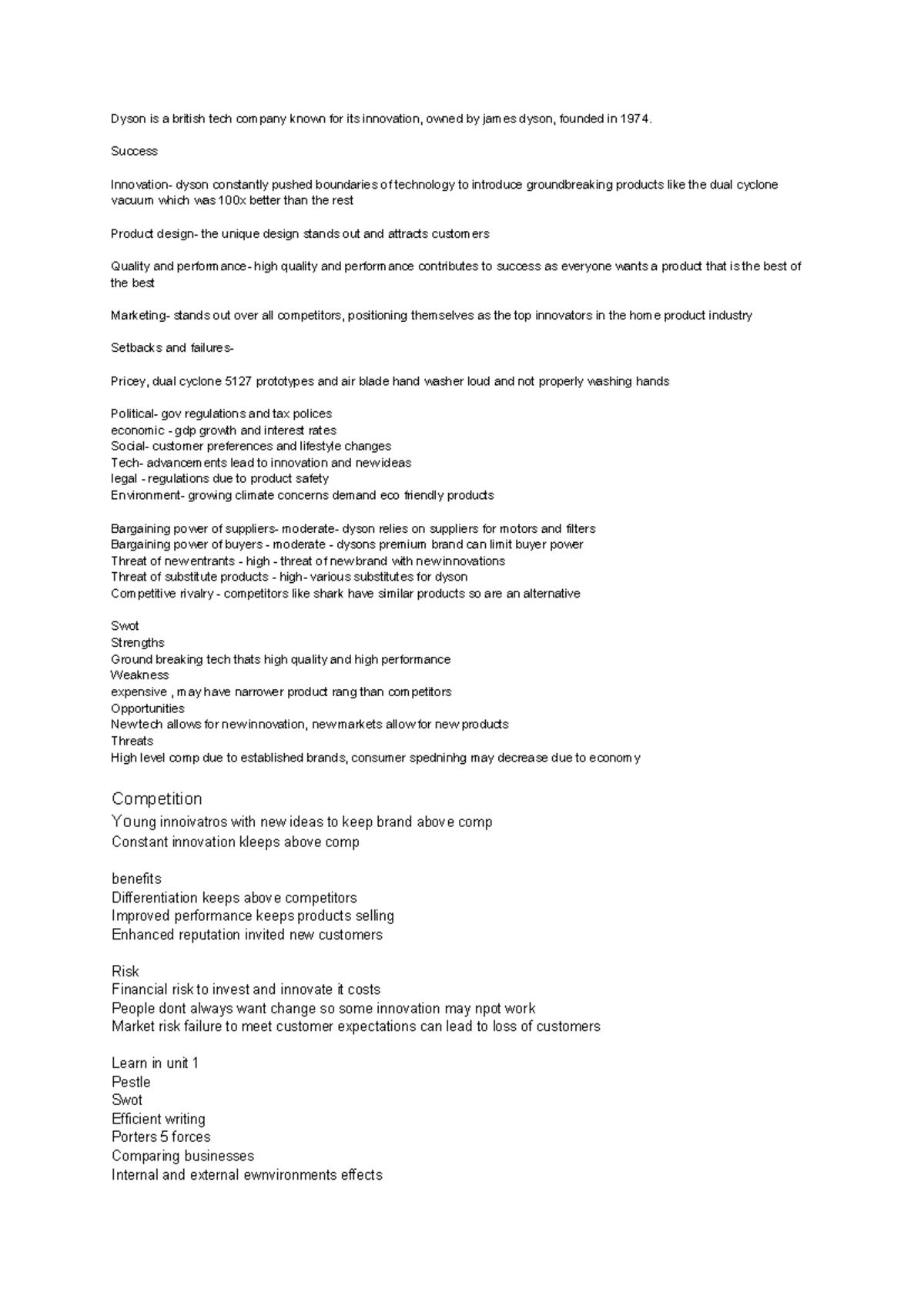 Dyson Innovation Analysis: Strengths, Weaknesses, Opportunities ...