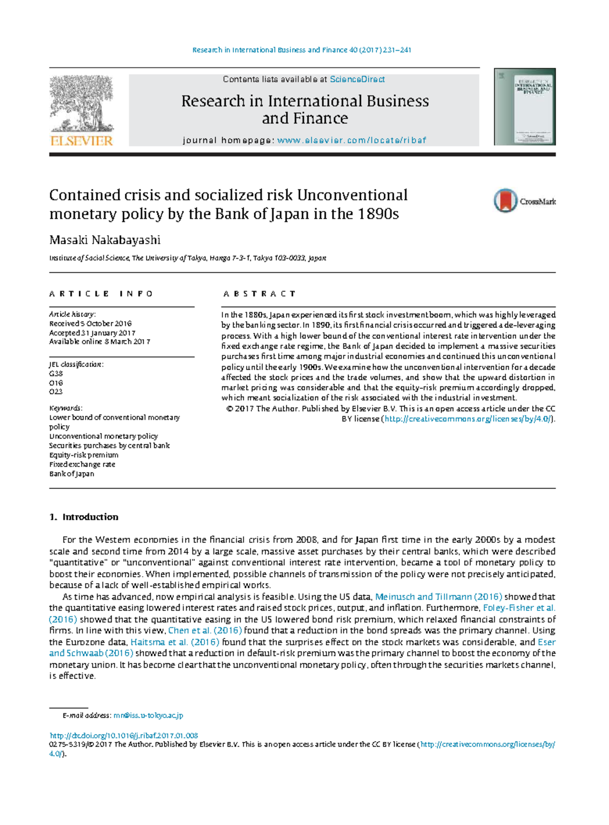 Unconventional Monetary Policy and Market Distortion: BOJ in the 1890s ...